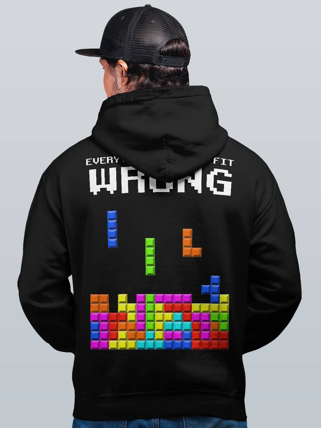 

macmerise Men Printed Hooded Sweatshirt, Black