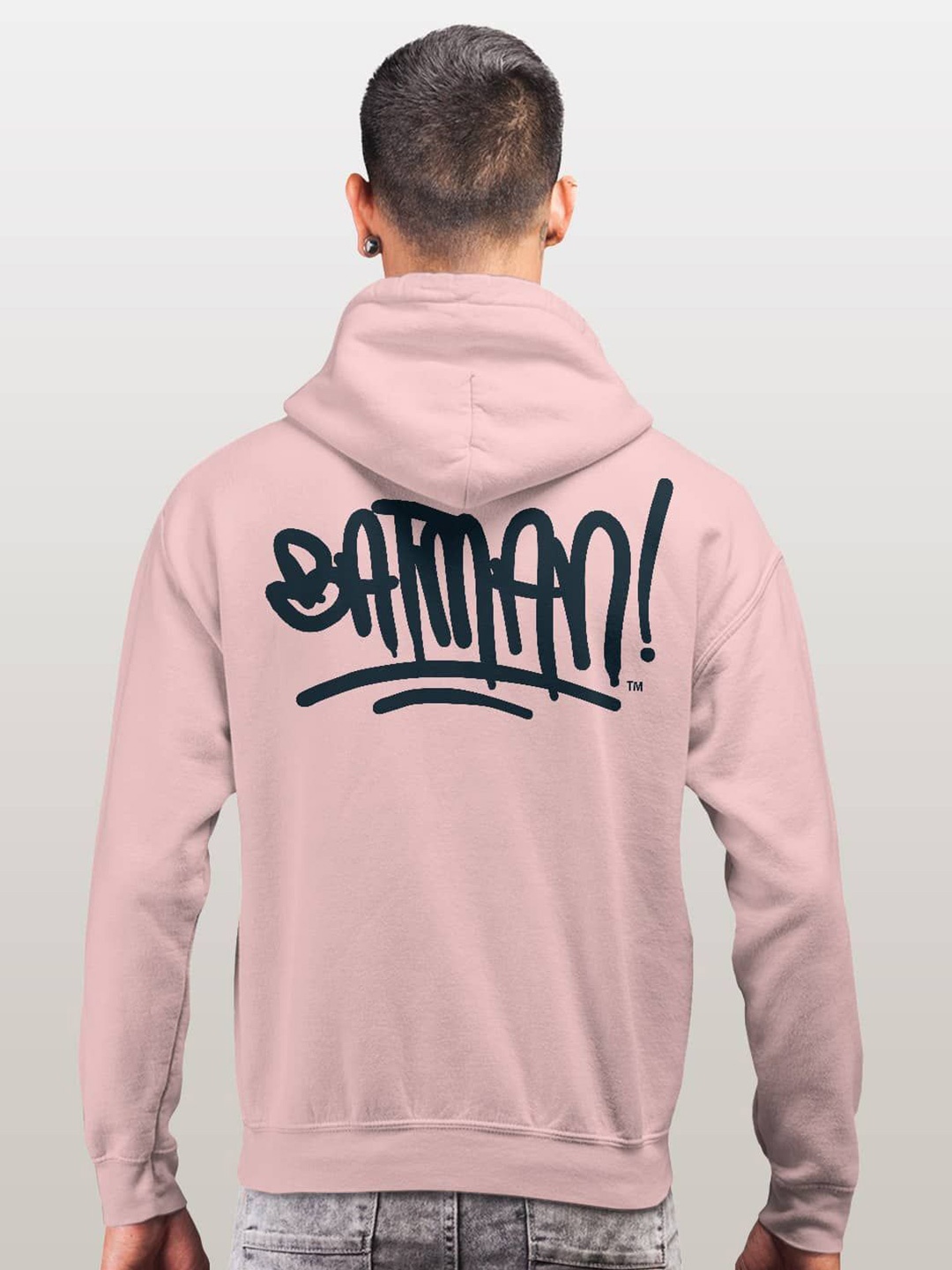 

macmerise Men Printed Hooded Sweatshirt, Pink