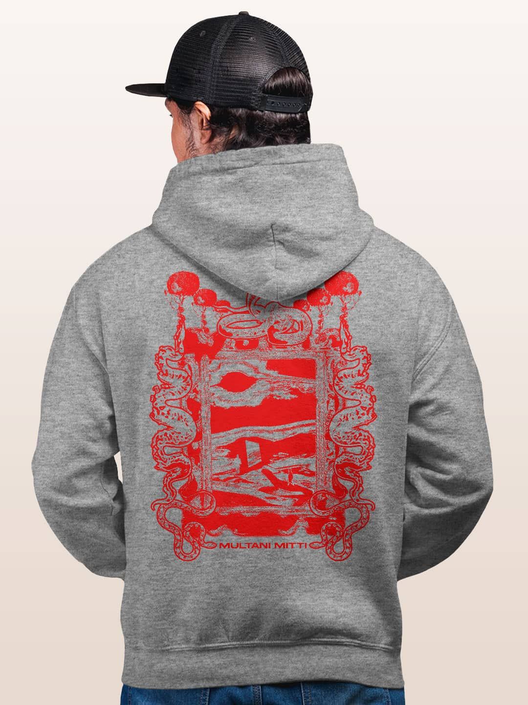 

macmerise Men Printed Hooded Sweatshirt, Grey