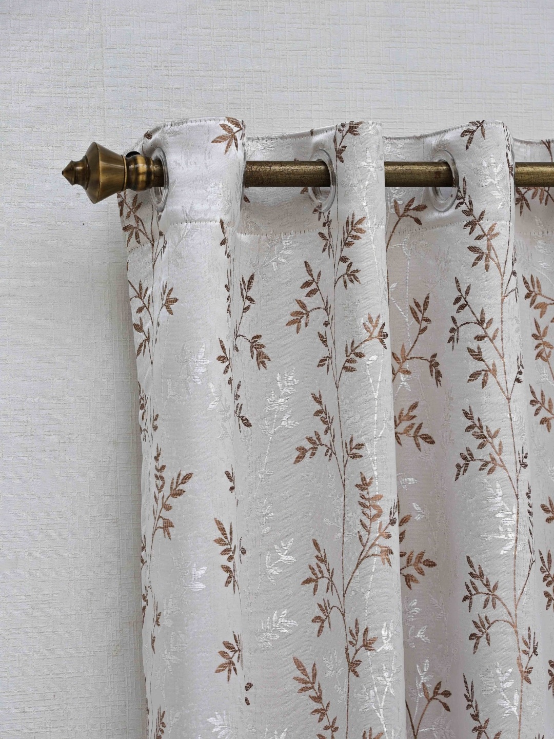 

Ariana Moire White & Brown Floral Room Darkening Jacquard Window Curtain