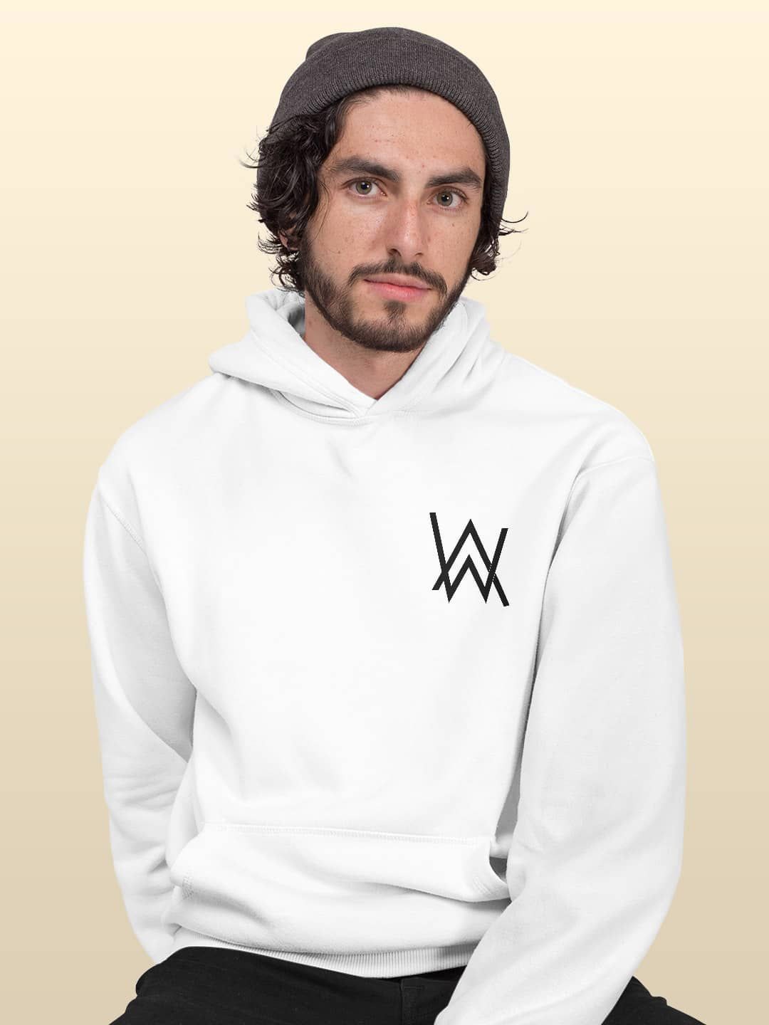 

macmerise Men Printed Hooded Sweatshirt, White