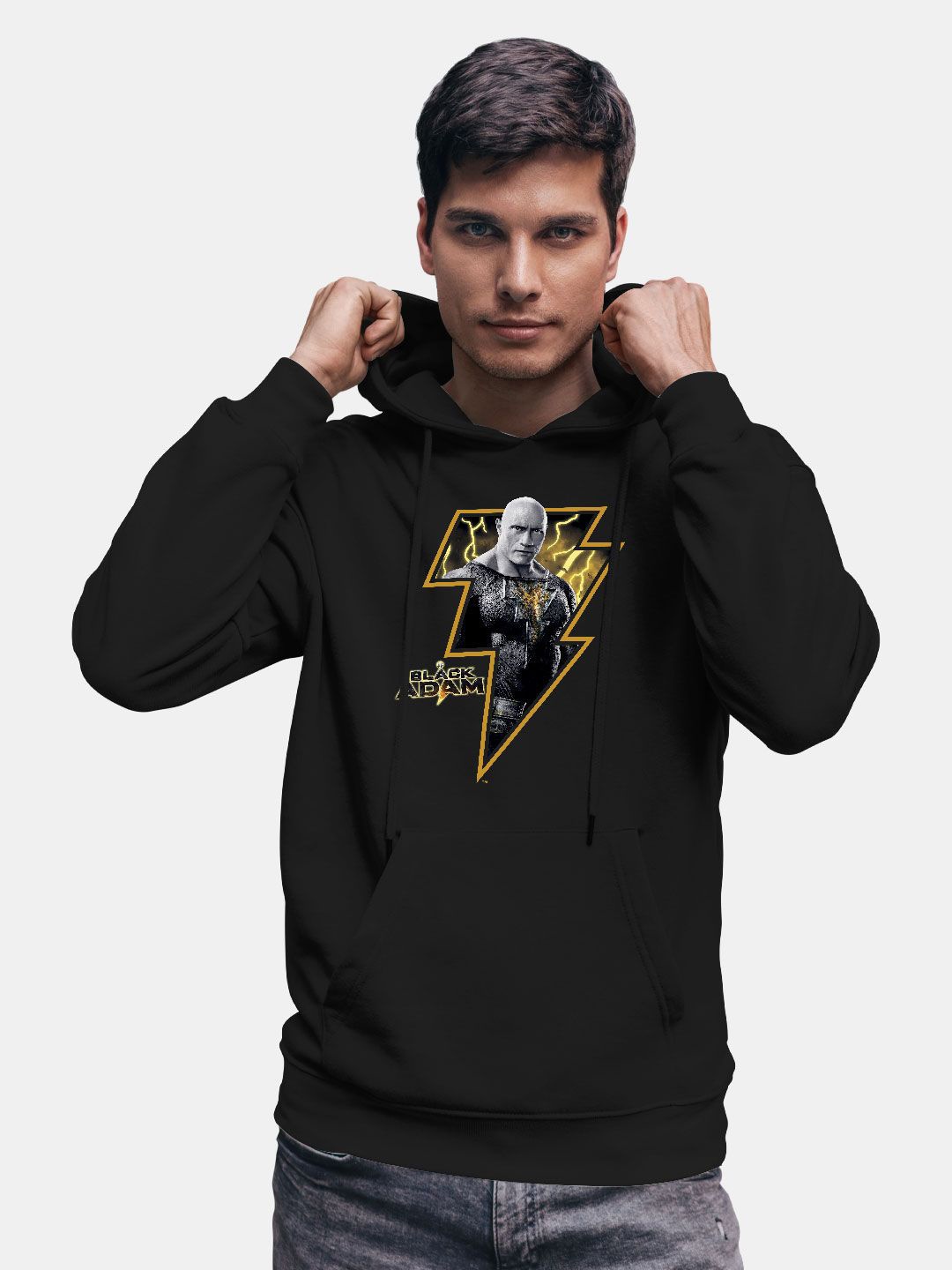 

macmerise Men Printed Hooded Sweatshirt, Black