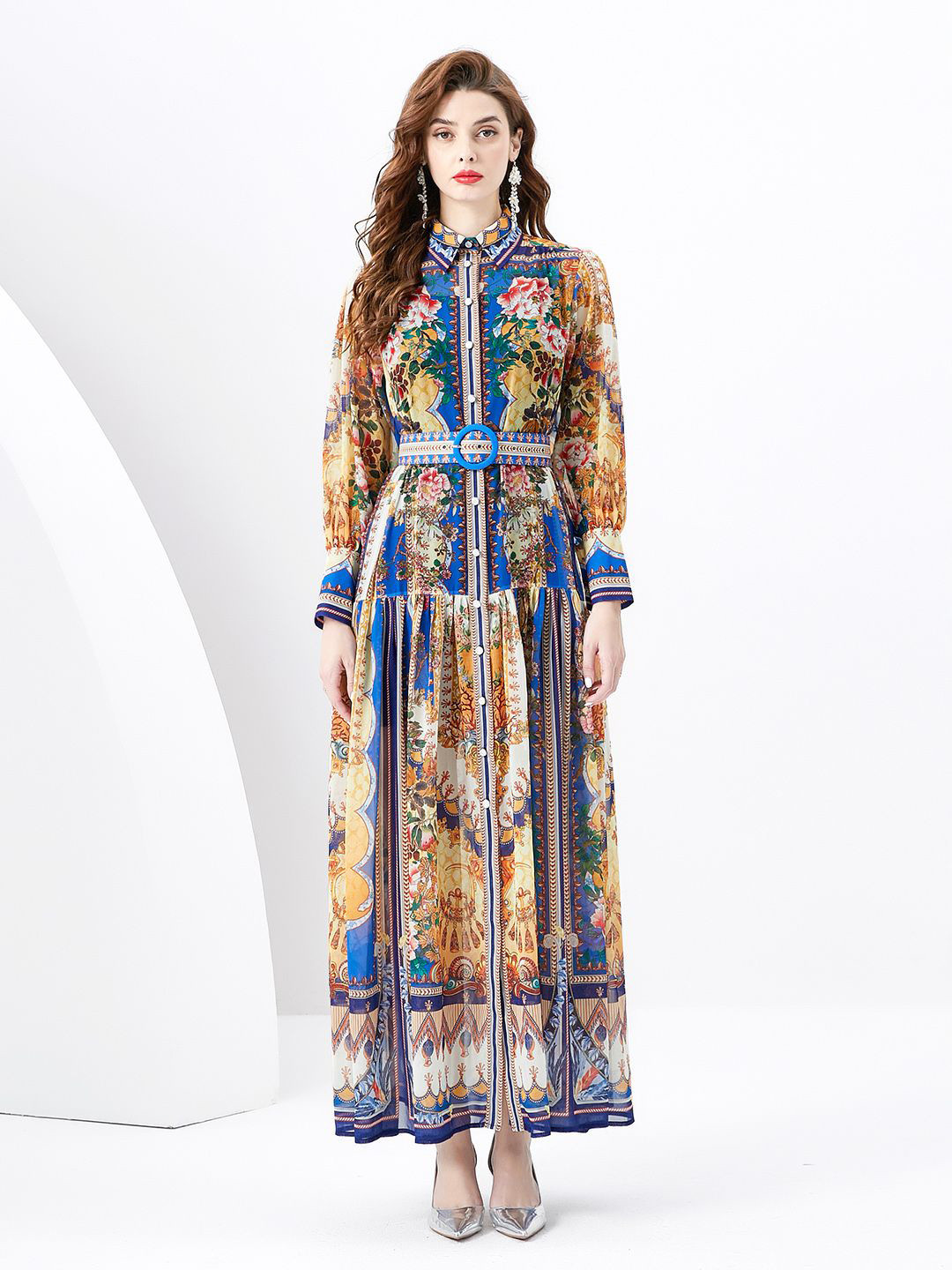 

JC Collection Ethnic Motifs Printed Maxi Dress, Blue