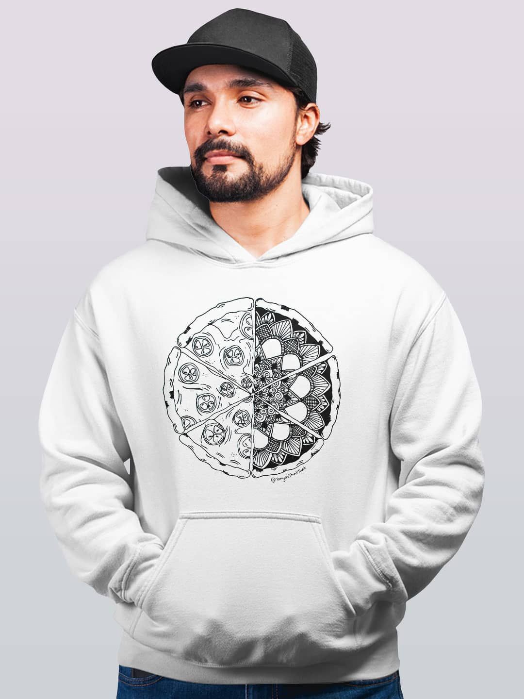 

macmerise Men Printed Hooded Sweatshirt, White