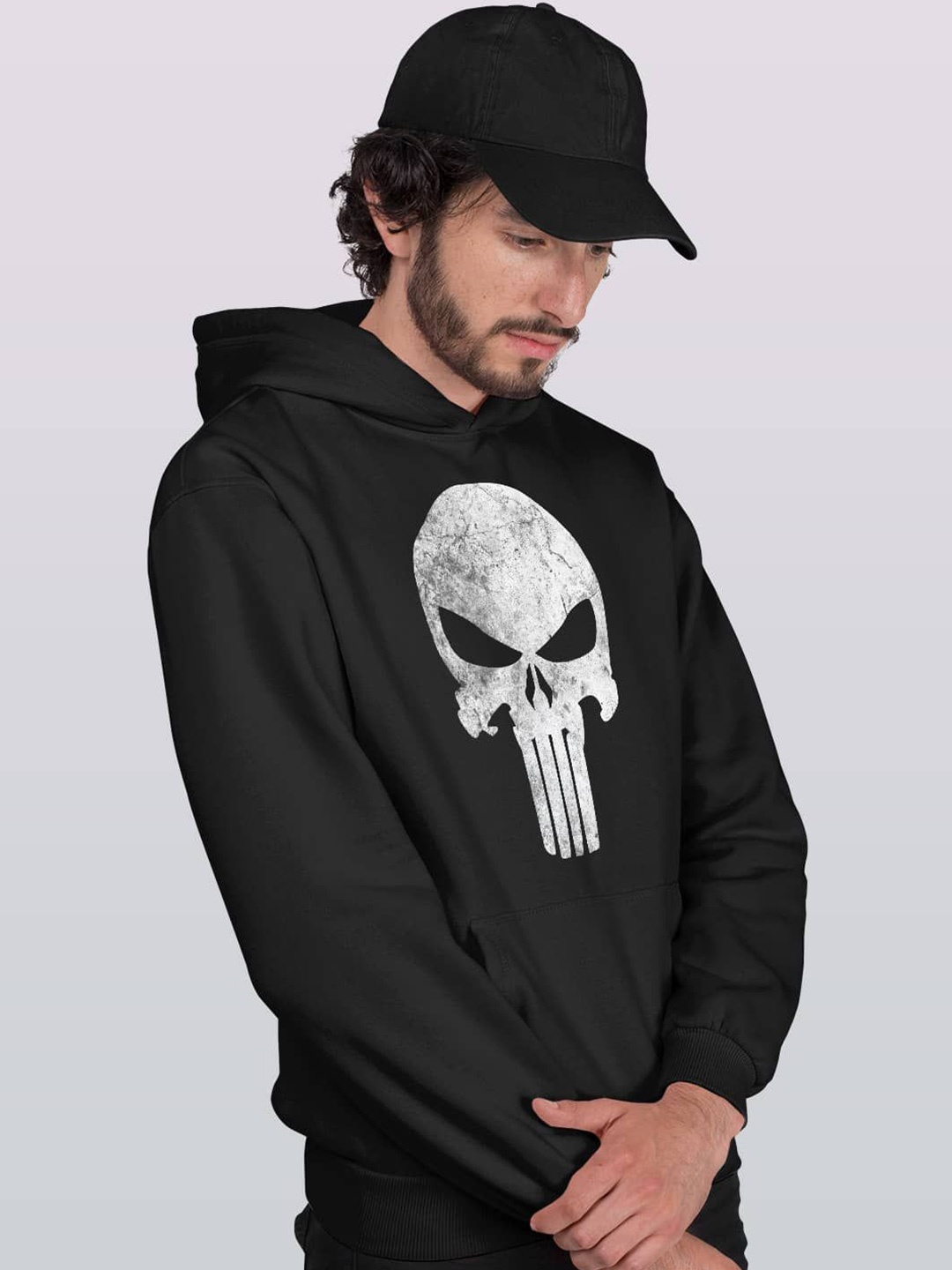 

macmerise Men Printed Hooded Sweatshirt, Black