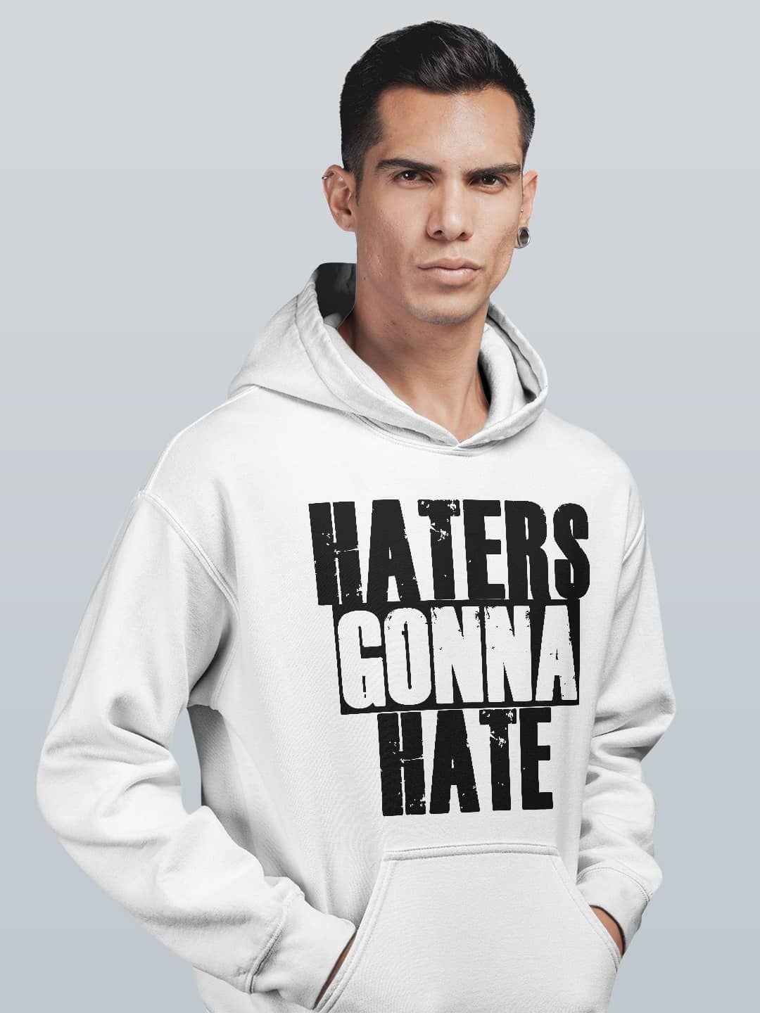 

macmerise Men Printed Hooded Sweatshirt, White