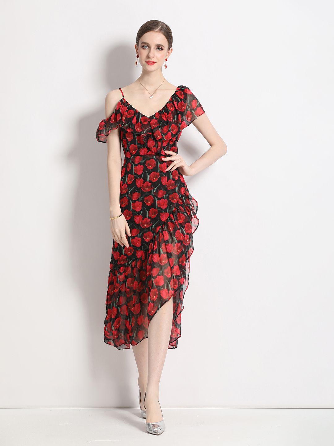 

JC Collection Floral Print A-Line Midi Dress, Multi