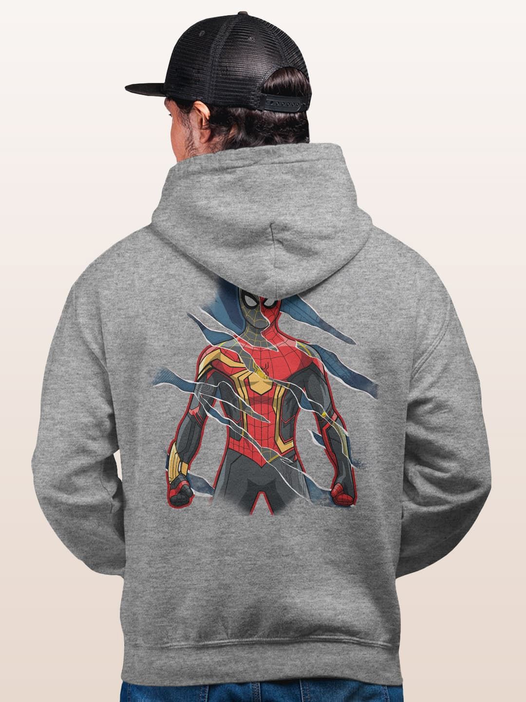

macmerise Men Printed Hooded Sweatshirt, Grey