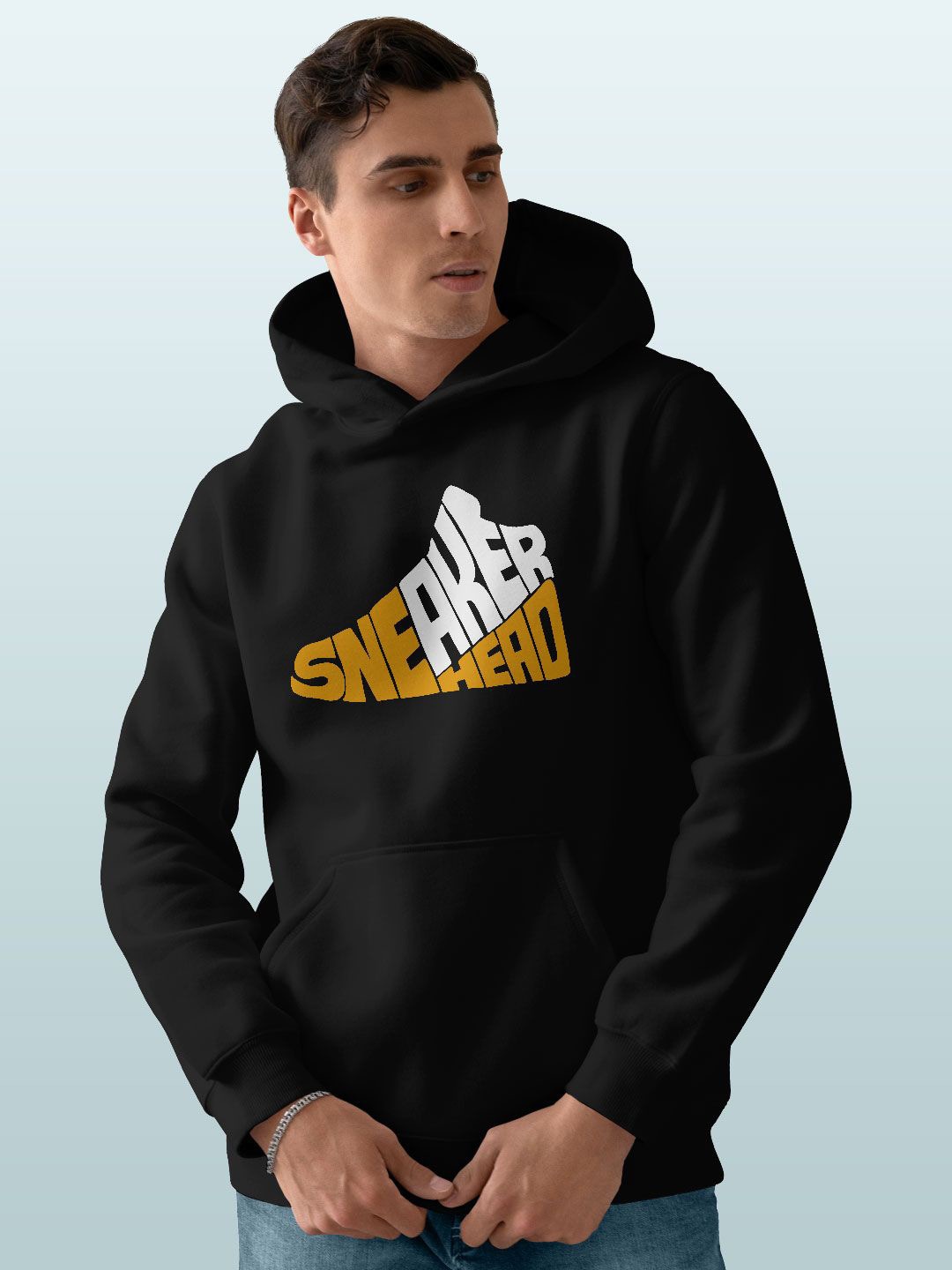 

macmerise Men Printed Hooded Sweatshirt, Black