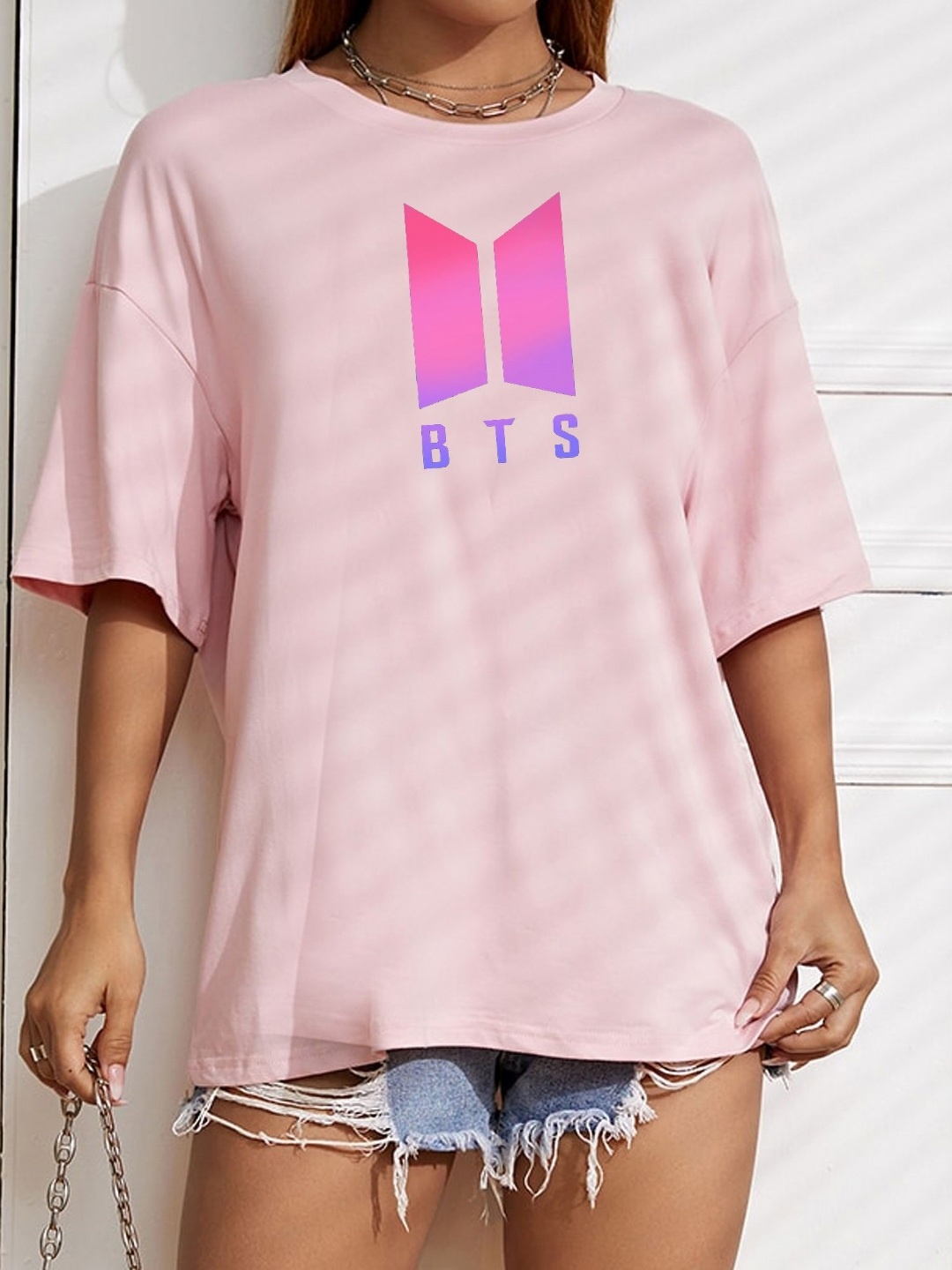 

TABADTOD Women Graphic Printed Oversized T-shirt, Pink