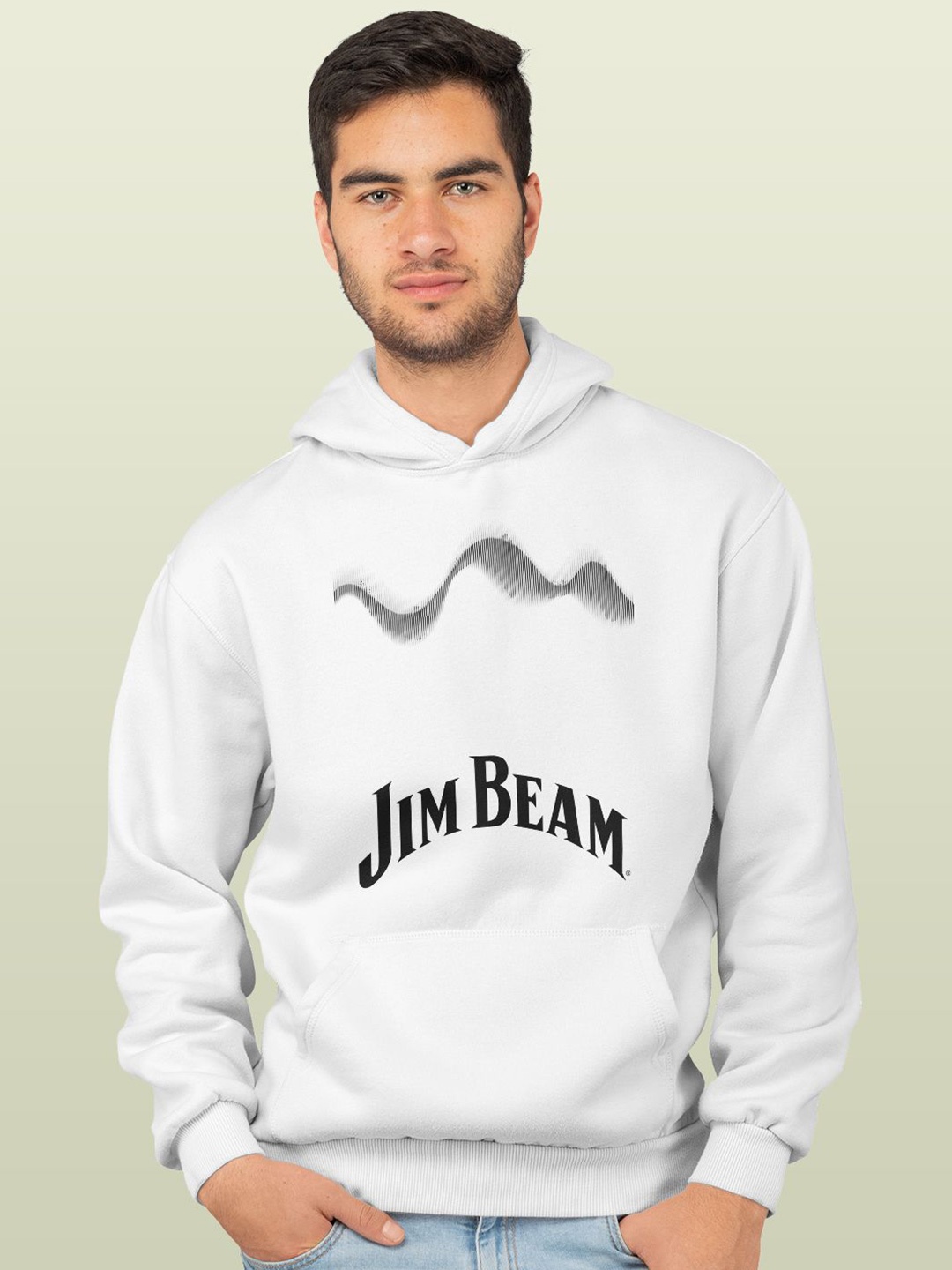 

macmerise Men Printed Hooded Sweatshirt, White