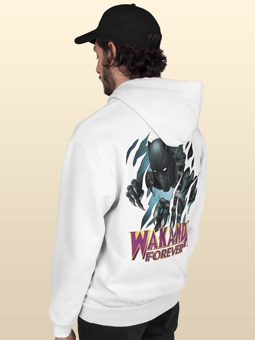 

macmerise Men Printed Hooded Sweatshirt, White