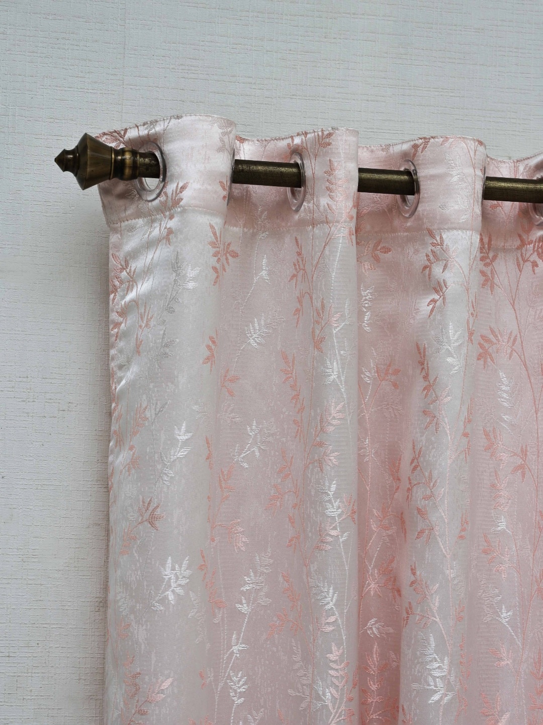 

Ariana Moire Peach-Coloured Floral Printed Room Darkening Jacquard Window Curtain