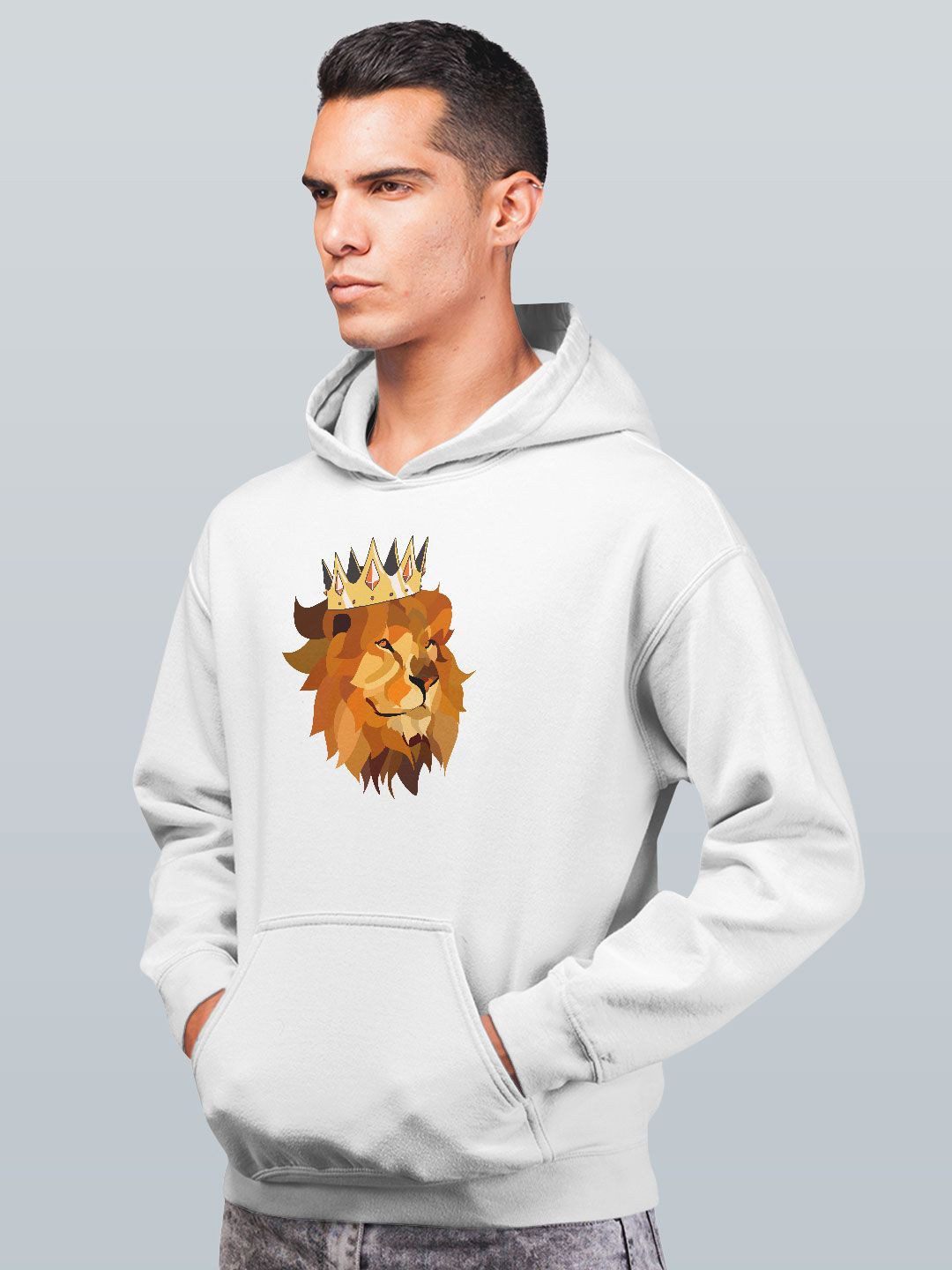 

macmerise Men Printed Hooded Sweatshirt, White