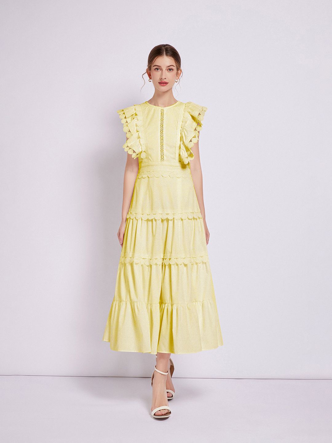 

JC Collection Women Flutter Sleeve Maxi Dress, Yellow