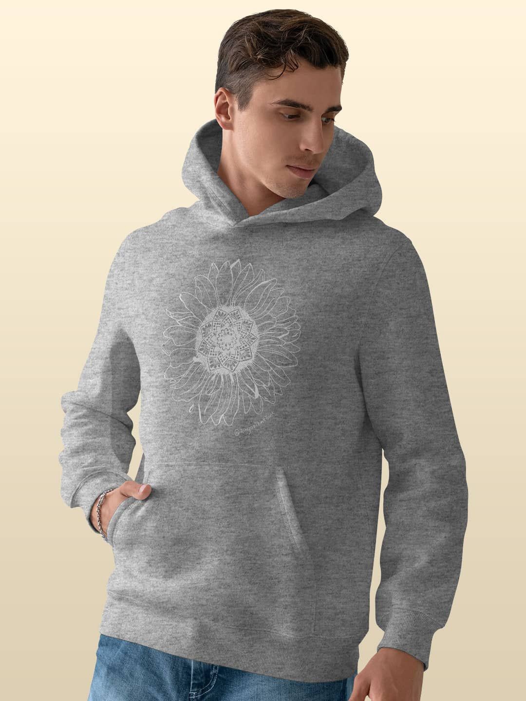 

macmerise Men Printed Hooded Sweatshirt, Grey