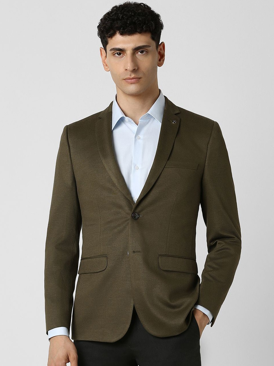 

Van Heusen Notched Lapel Super Slim Fit Single Breasted Blazers, Brown