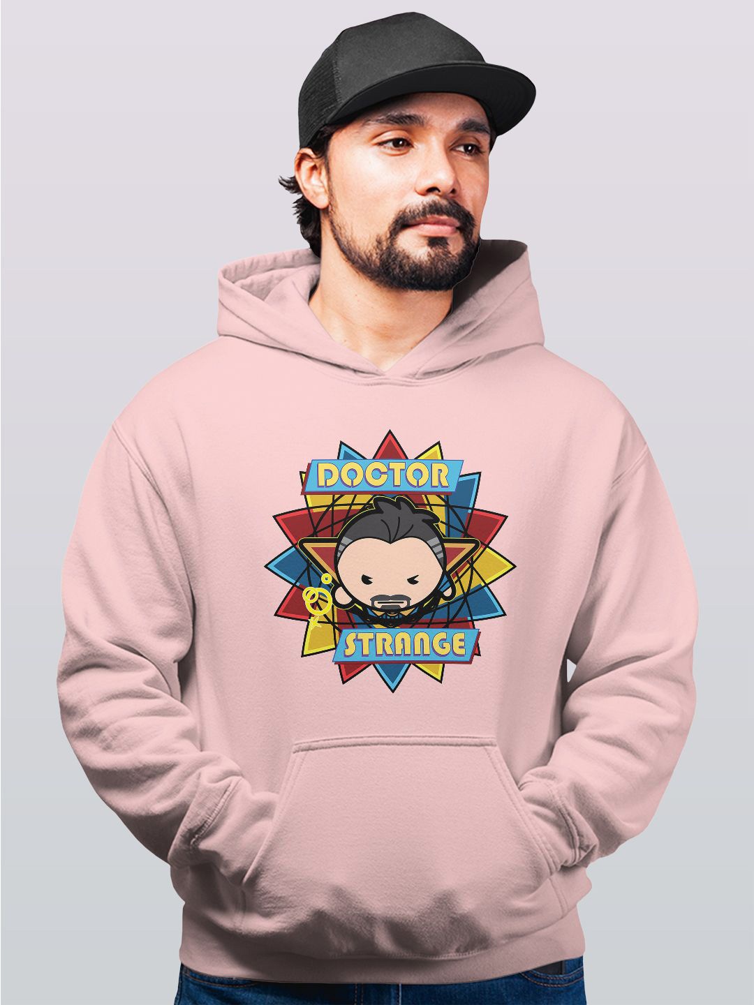 

macmerise Men Printed Hooded Sweatshirt, Pink