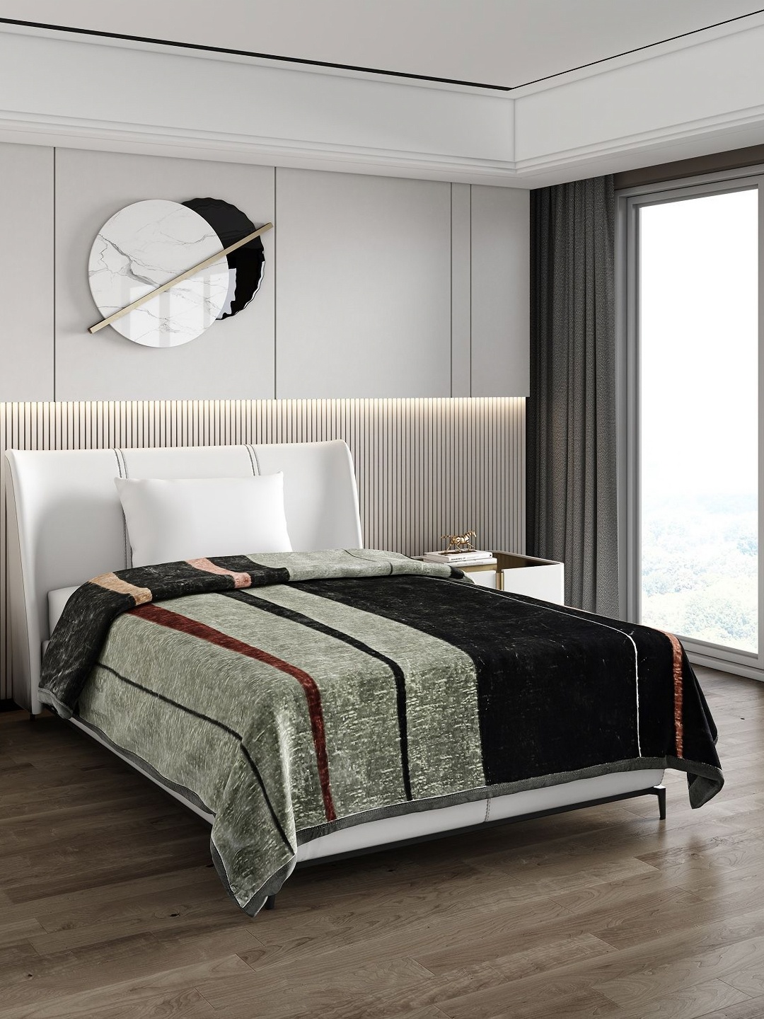 

Monte Carlo Grey & Black Striped 850 GSM Mild Winter Single Bed Blanket