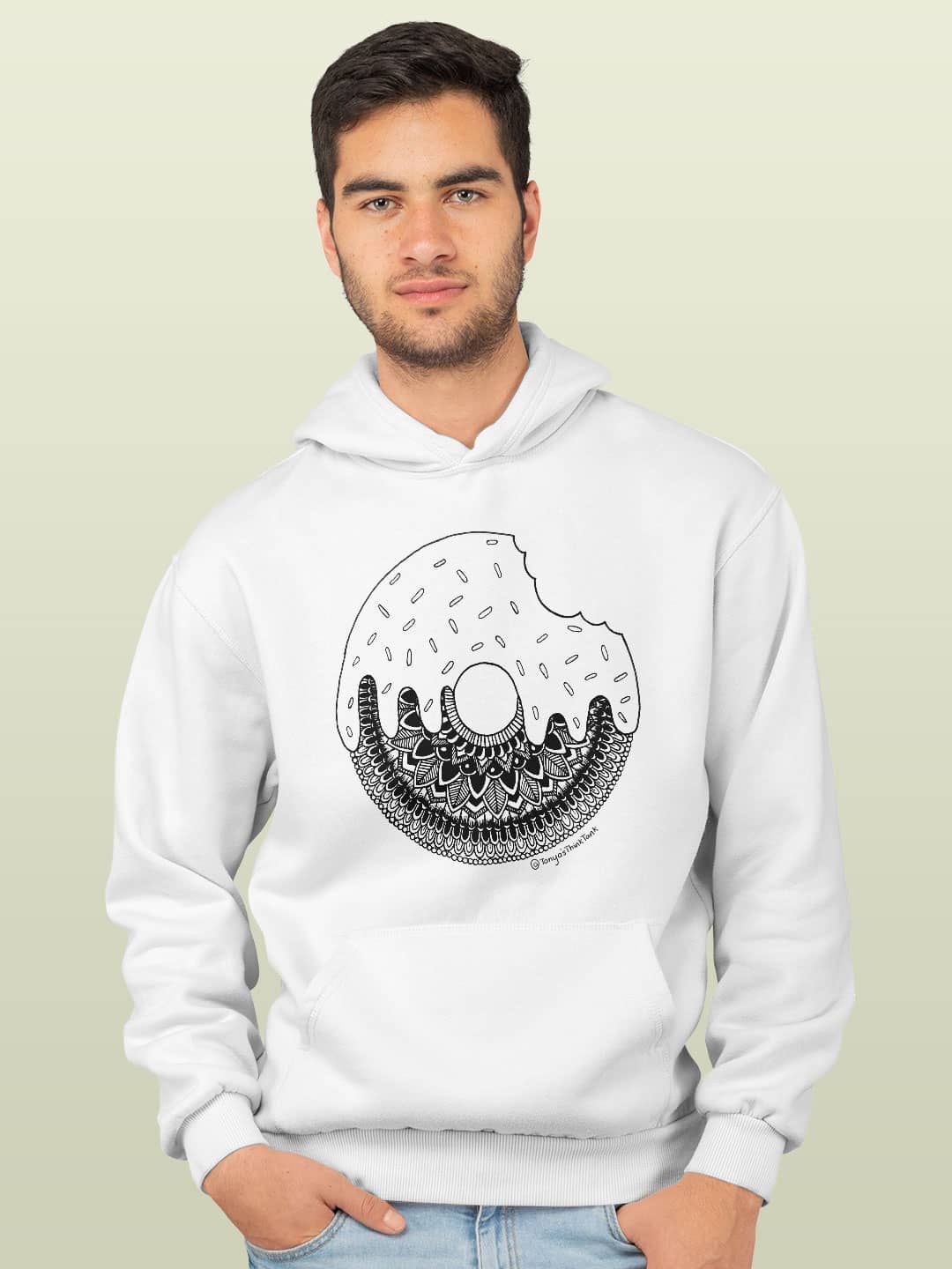 

macmerise Men Printed Hooded Sweatshirt, White