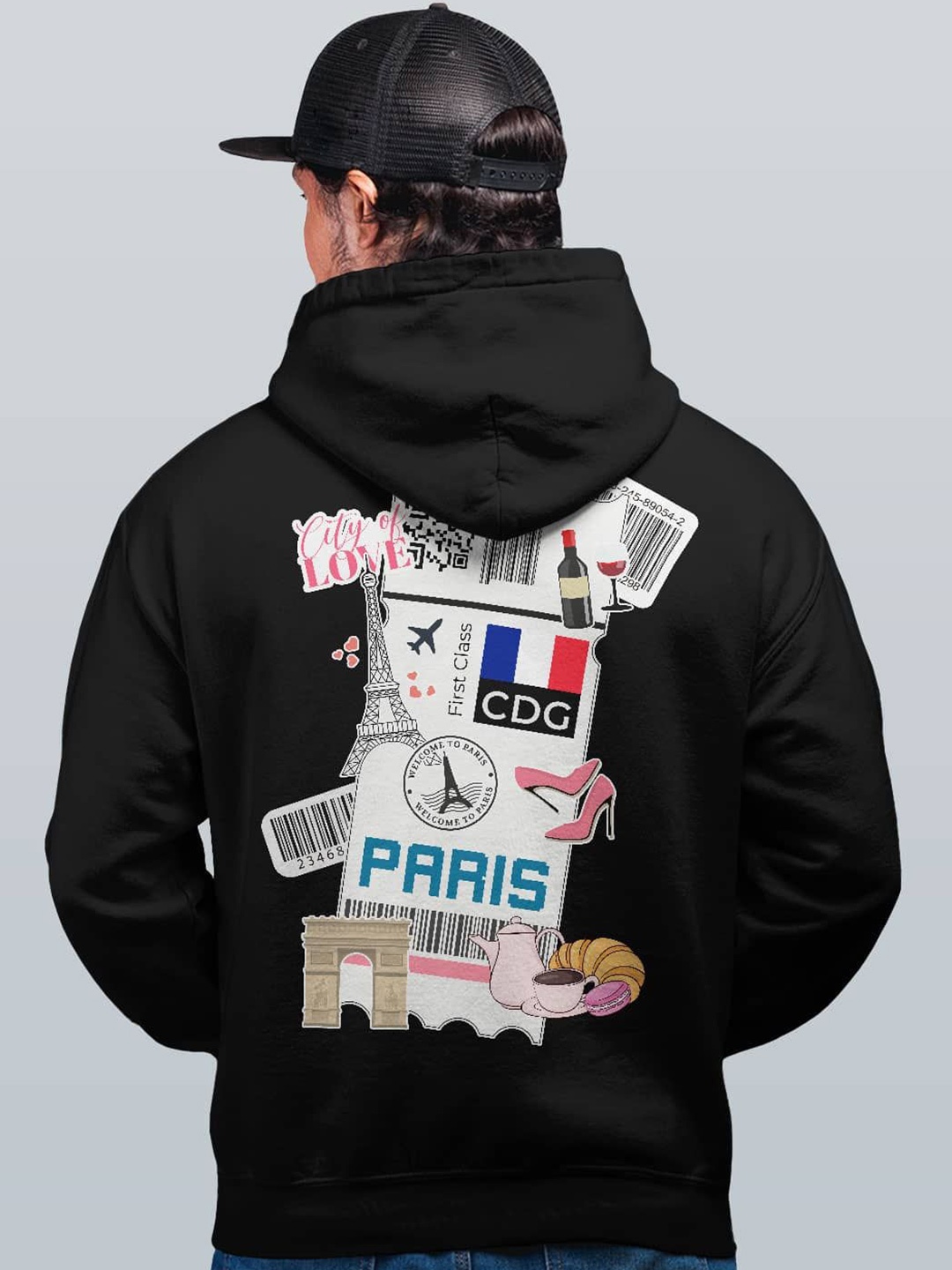 

macmerise Men Printed Hooded Sweatshirt, Black