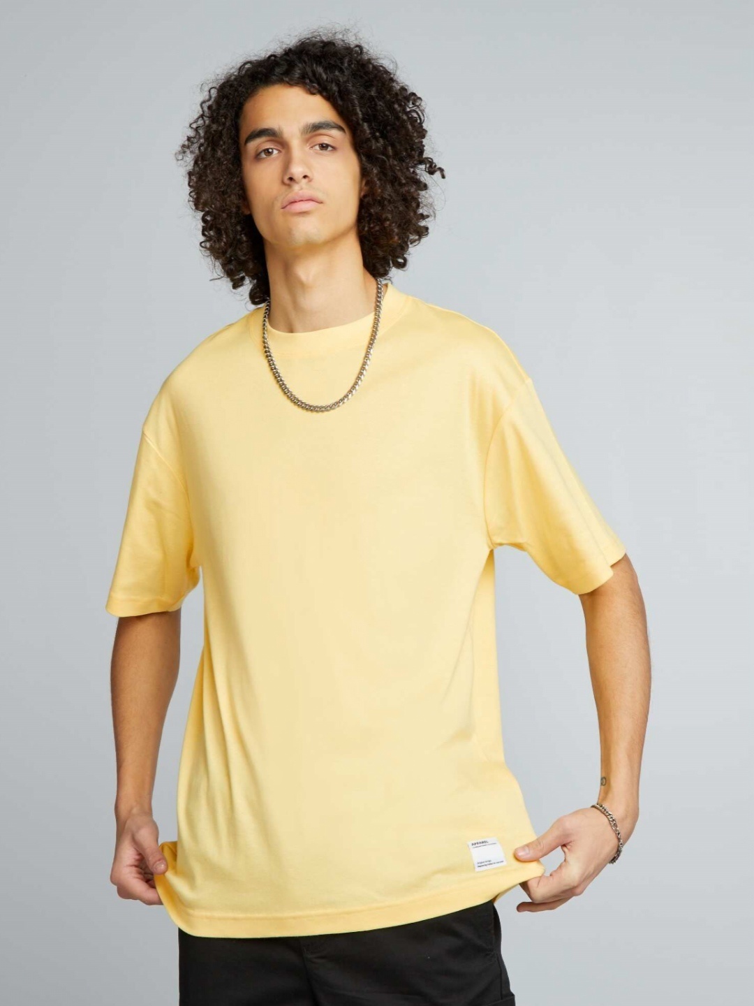 

KIABI Men Raw Edge Boxy T-shirt, Yellow