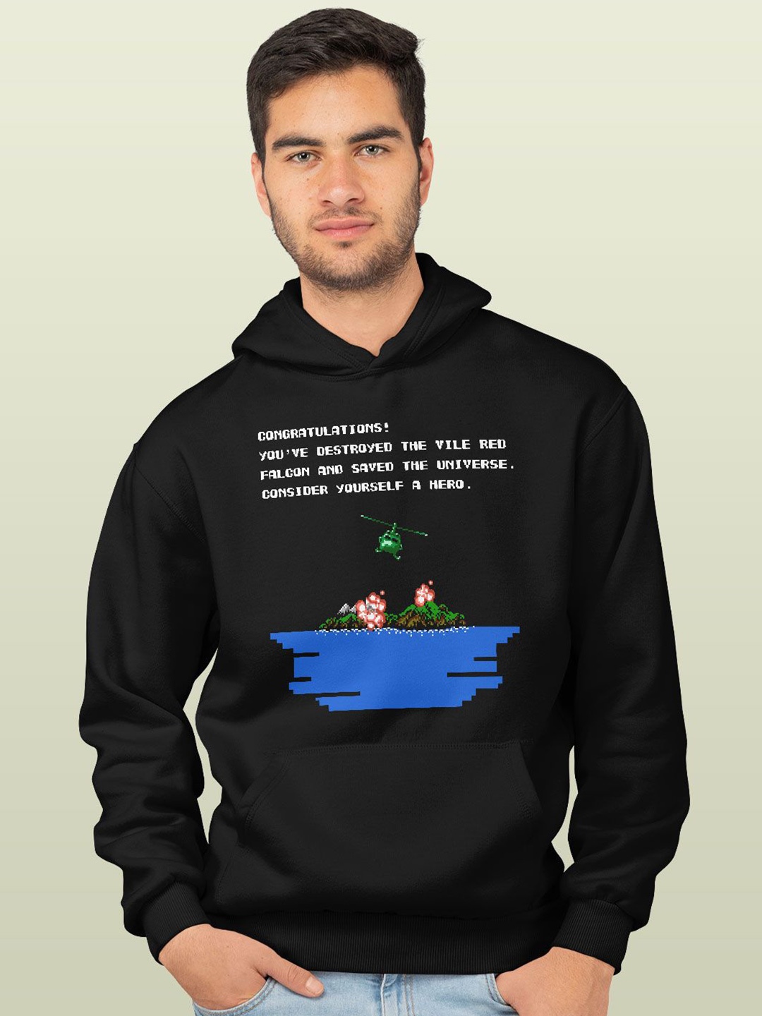 

macmerise Men Printed Hooded Sweatshirt, Black
