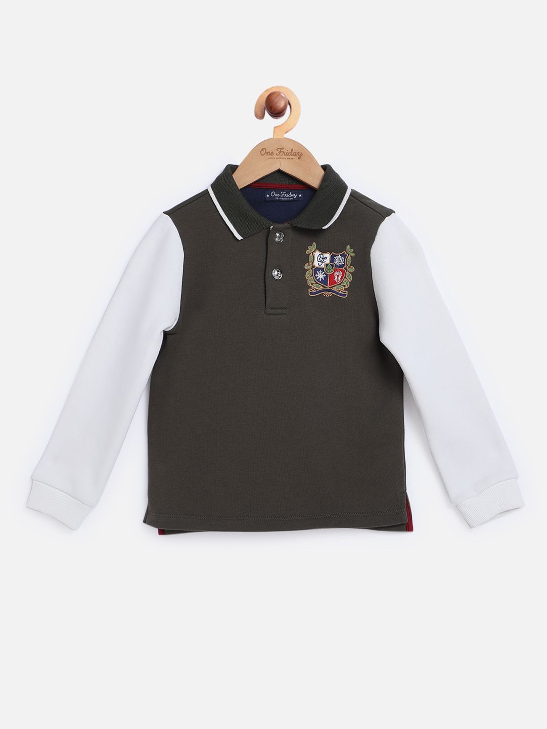 

One Friday Boys Solid Polo Collar T-shirt, Green