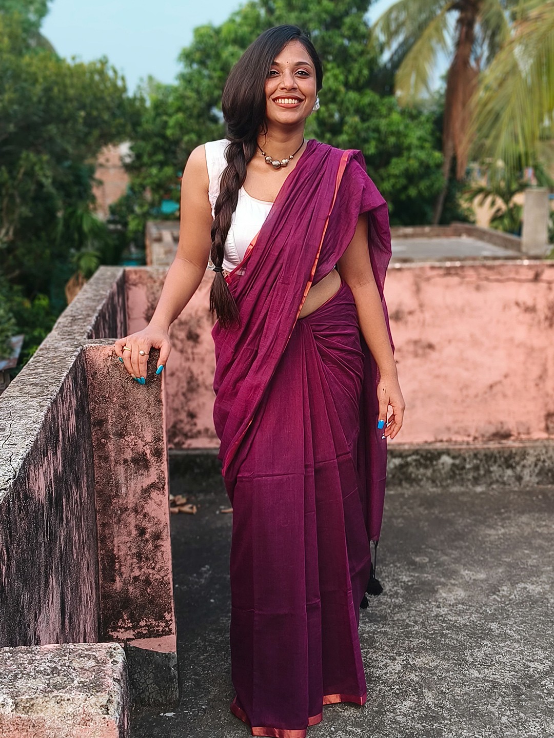

Ruuprekha Pure Cotton Khadi Saree, Purple