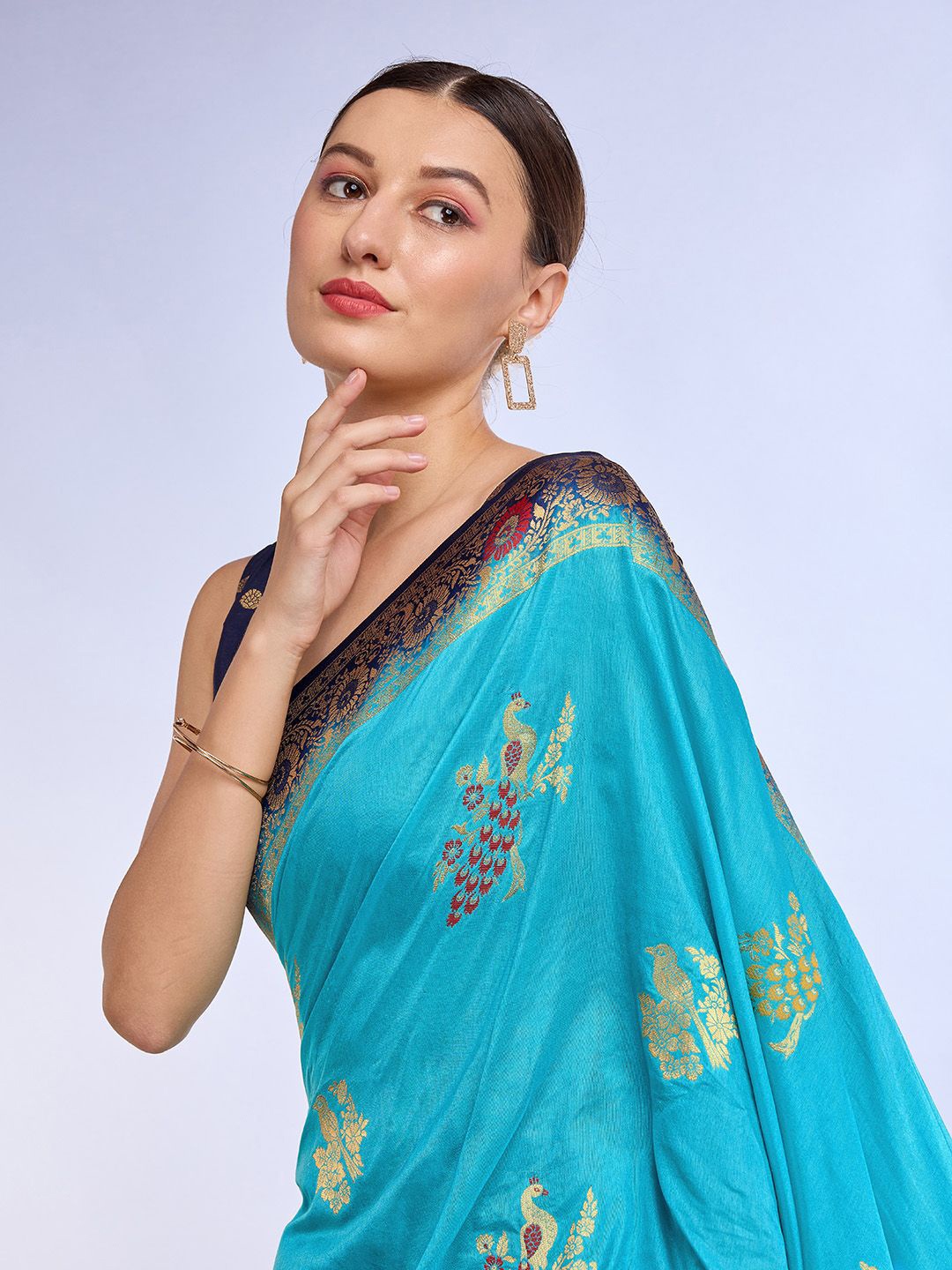 

Mitera Banarasi Pure Silk Ethnic Motifs Zari Traditional Saree, Blue