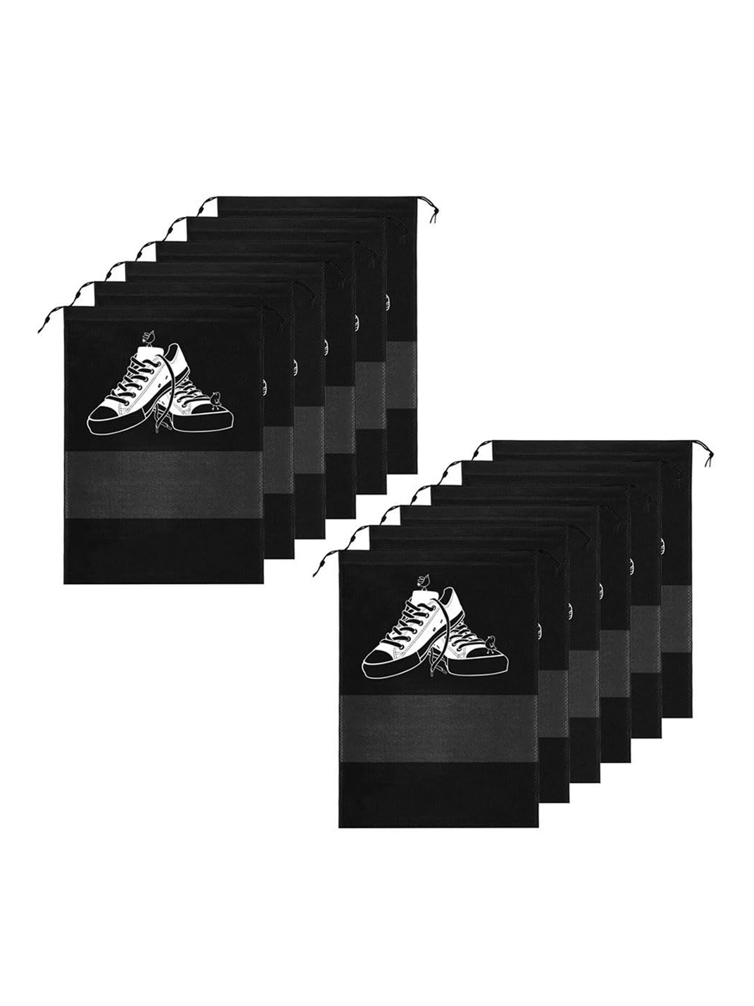 

DALUCI Pack Of 12 Portable Drawstring Shoe Cover With Transparent Window, Black