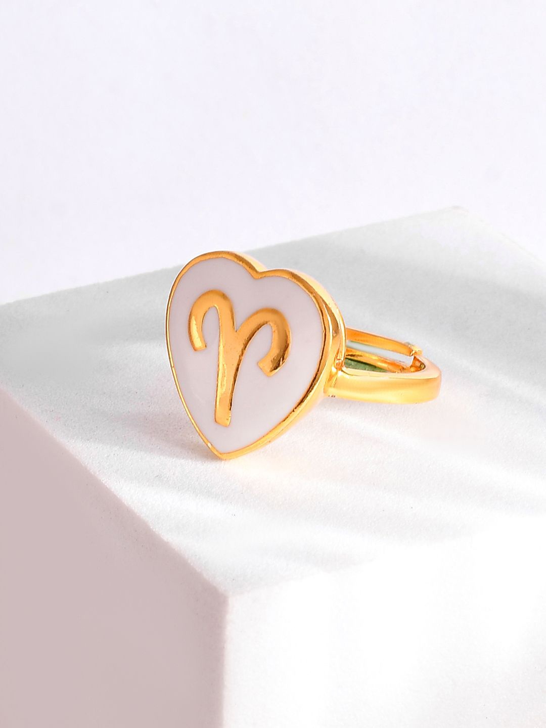 

Voylla Gold-Plated Zodiac Aries Enamel Finger Ring