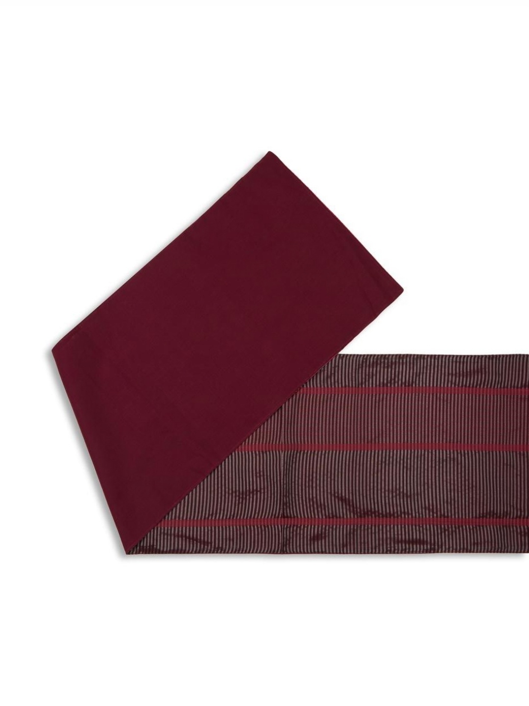 

Fabindia Grey & Red Striped Cotton Silk Table Runner