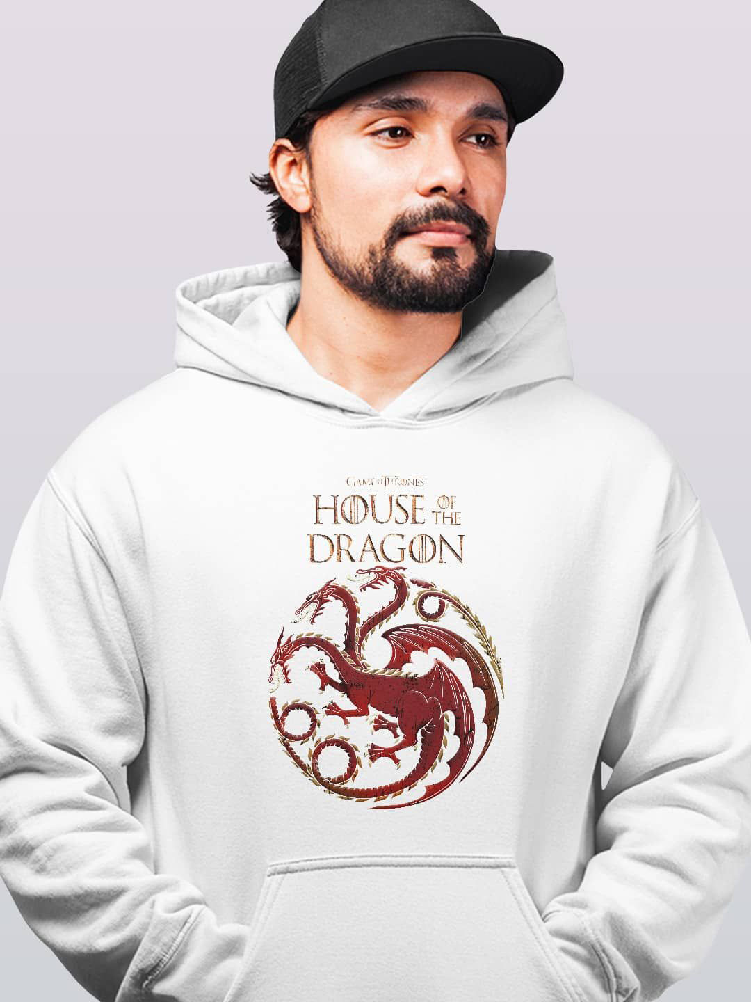 

macmerise Men Printed Hooded Sweatshirt, White