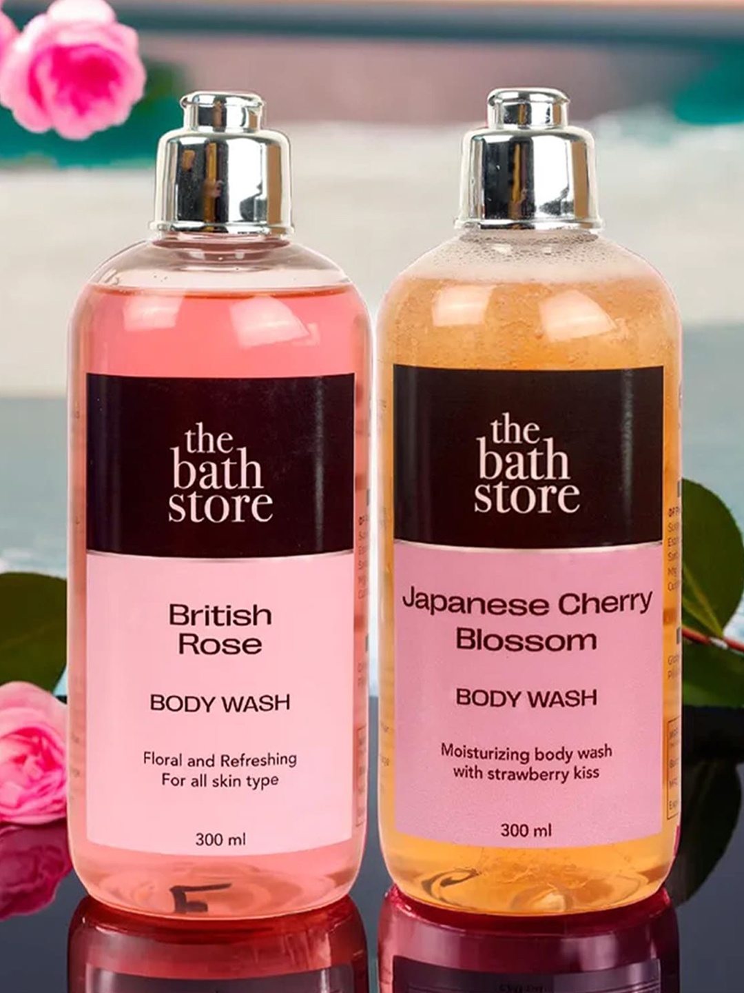 

The Bath Store Japanese Cherry Blossom & British Rose Set Of 2 Body Wash - 300ml Each, Pink