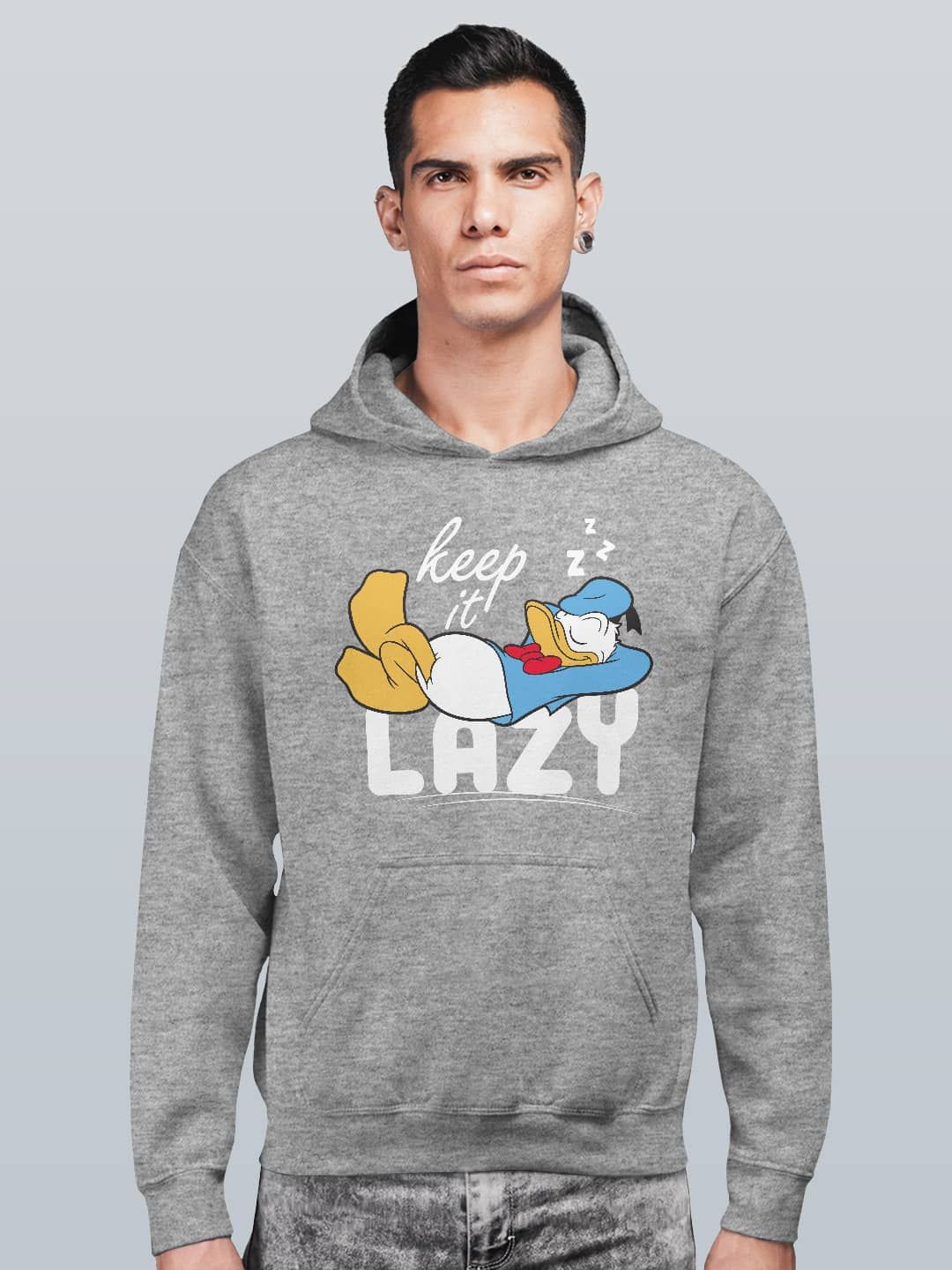 

macmerise Men Printed Hooded Sweatshirt, Grey