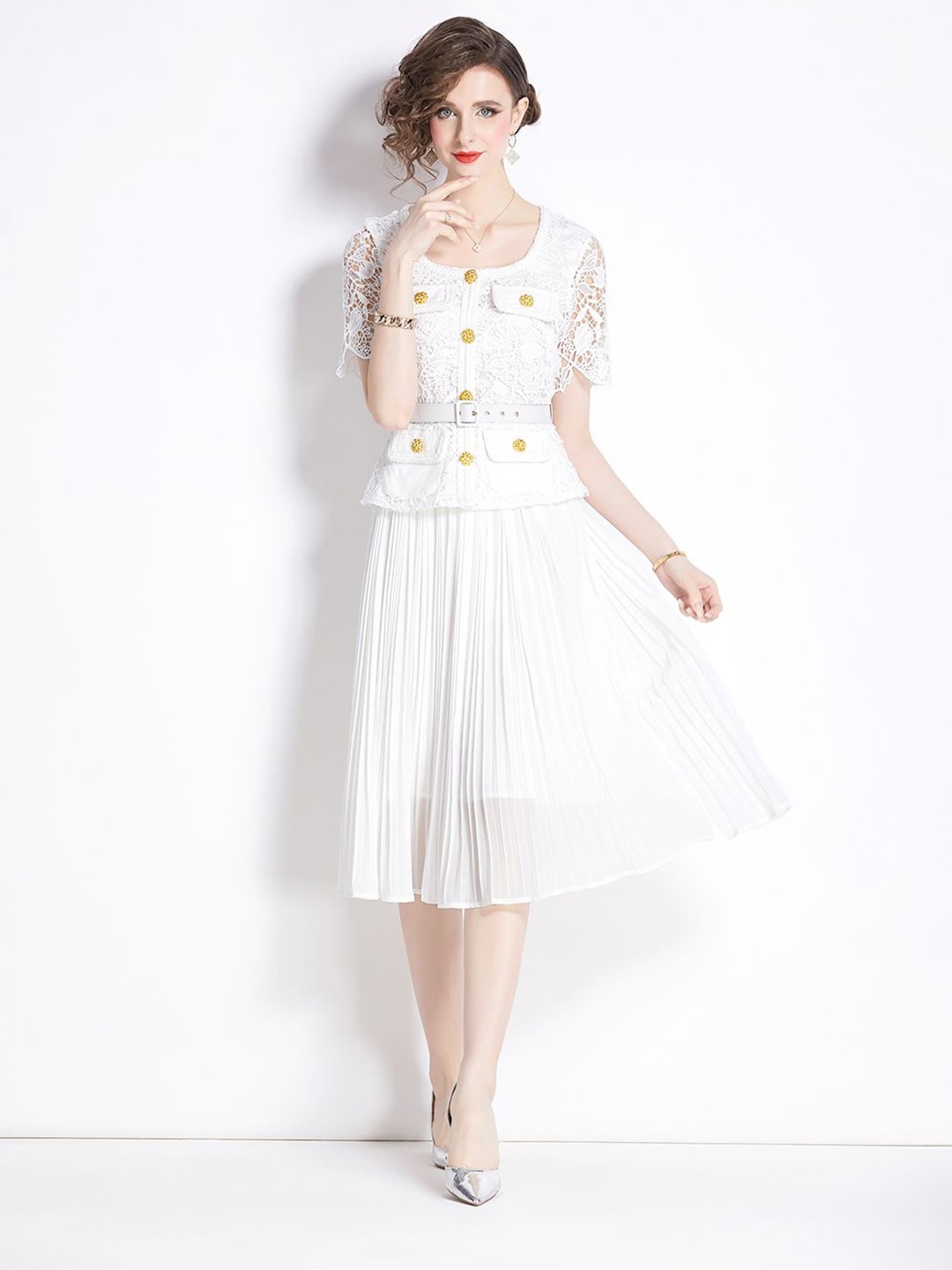 

JC Collection Fit & Flare Dress, White