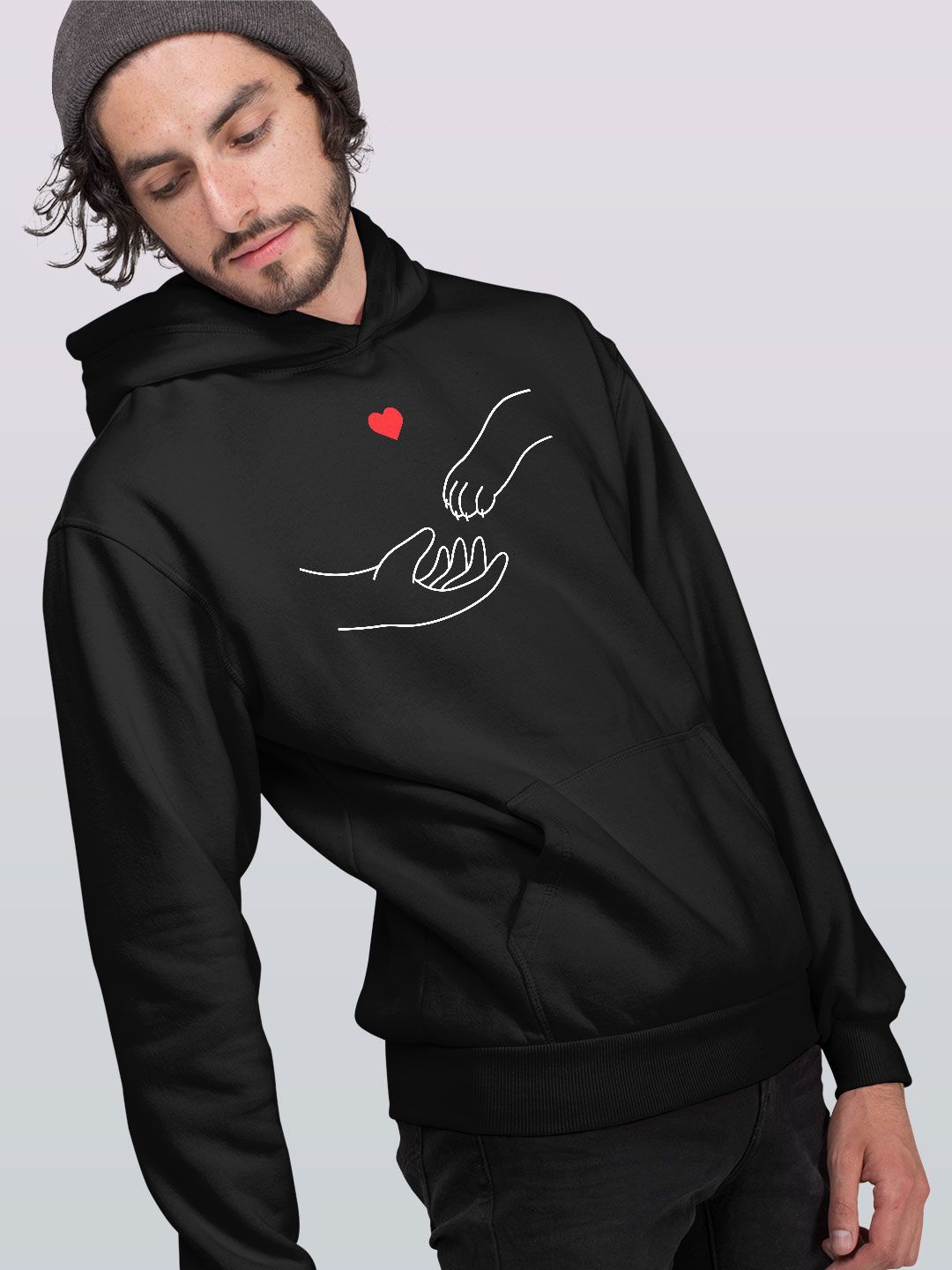 

macmerise Men Printed Hooded Sweatshirt, Black