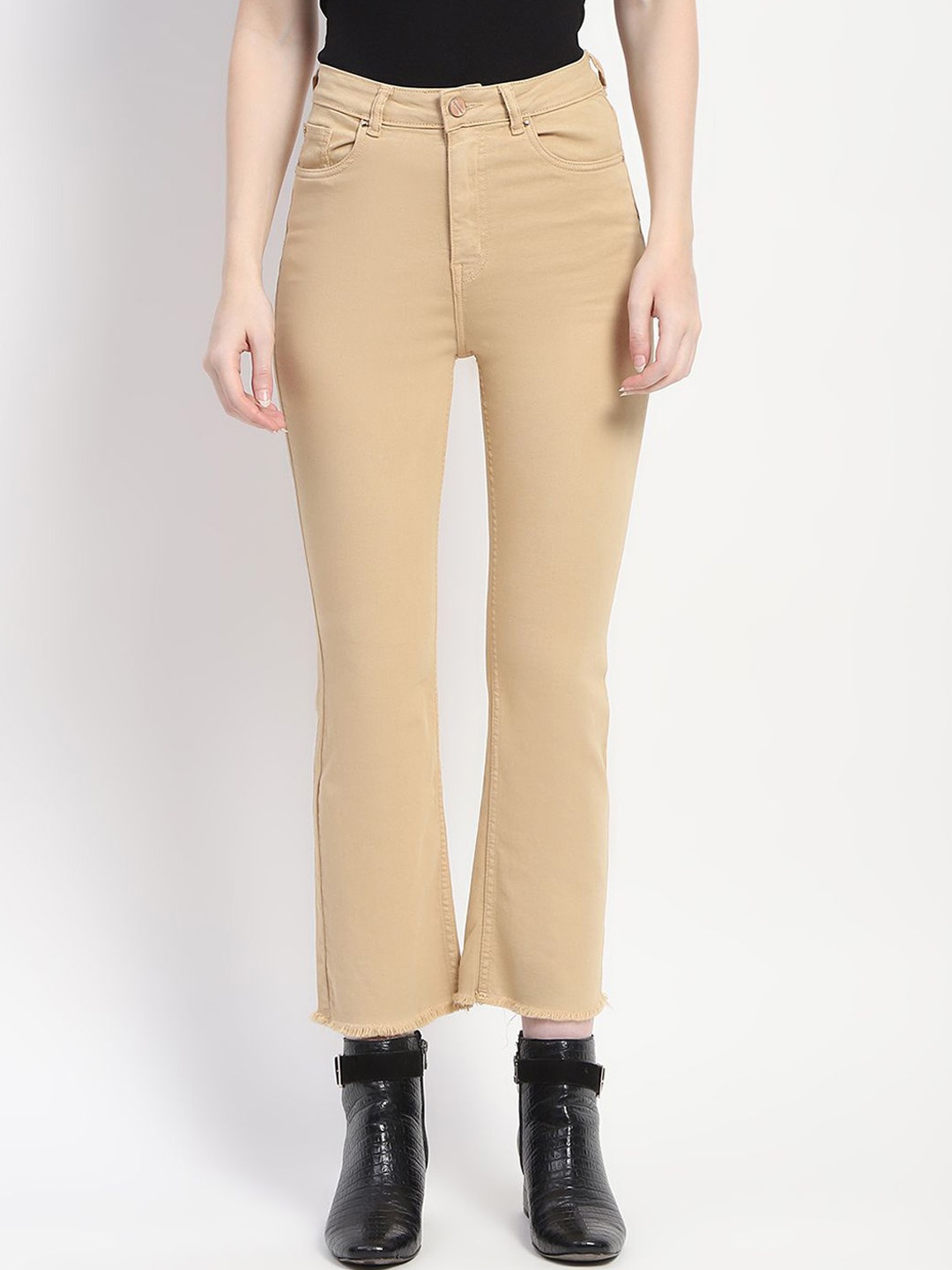 

Madame Women Bootcut High-Rise Jeans, Beige