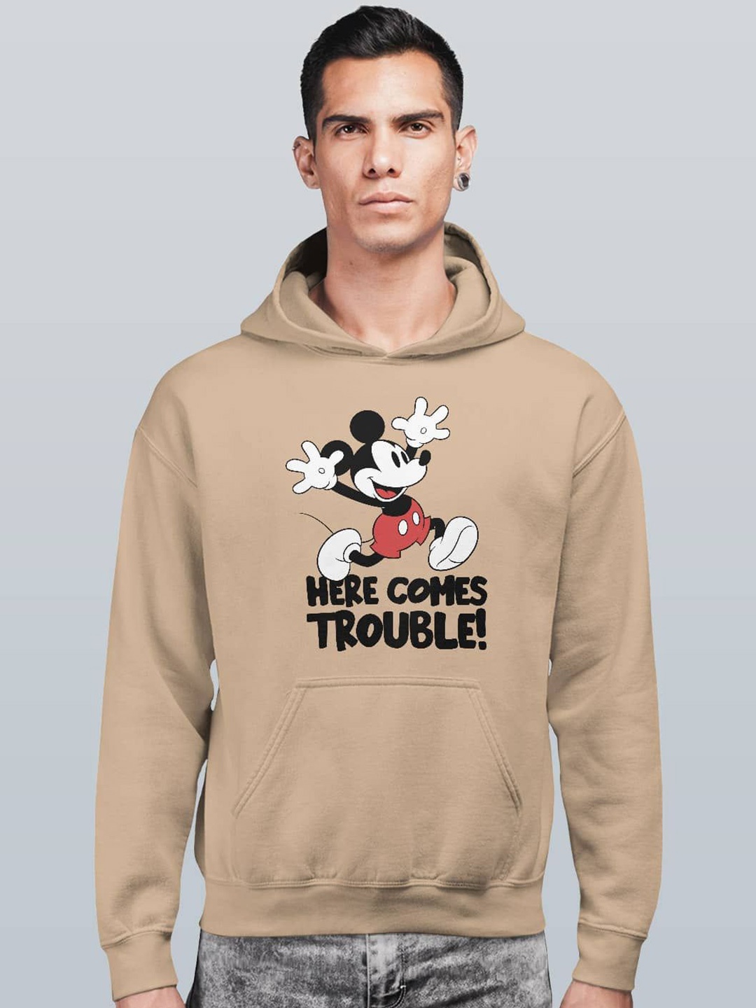 

macmerise Men Printed Hooded Sweatshirt, Beige