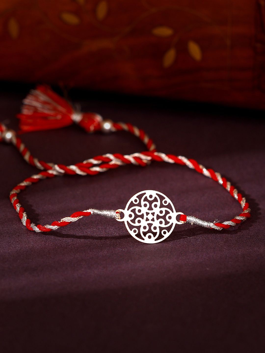 

GIVA 925 Silver Filigree Charm Thread Rakhi With Roli Chawal & Greeting Card