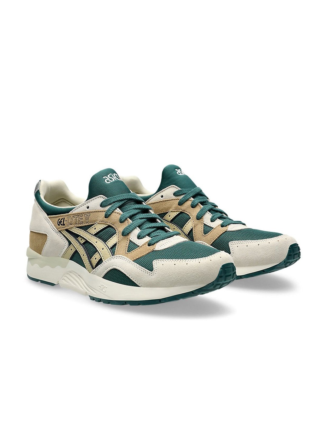 

ASICS Unisex GEL-LYTE V Colourblocked Textured Leather Sneakers, Green