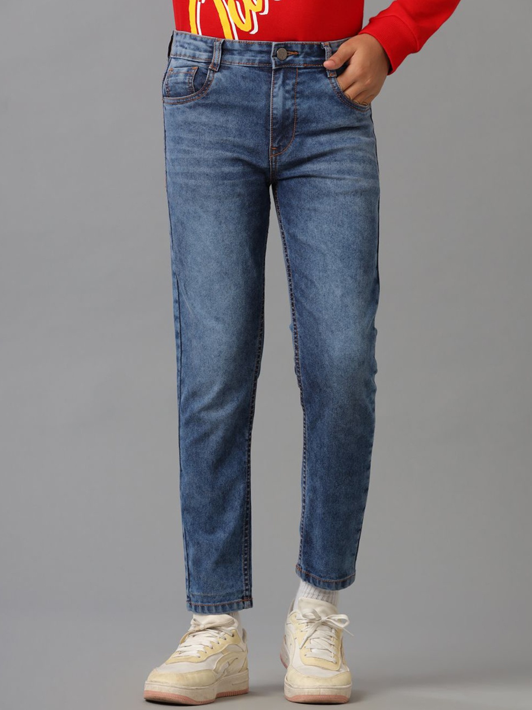 

UNDER FOURTEEN ONLY Boys Slim Fit Light Fade Jeans, Blue