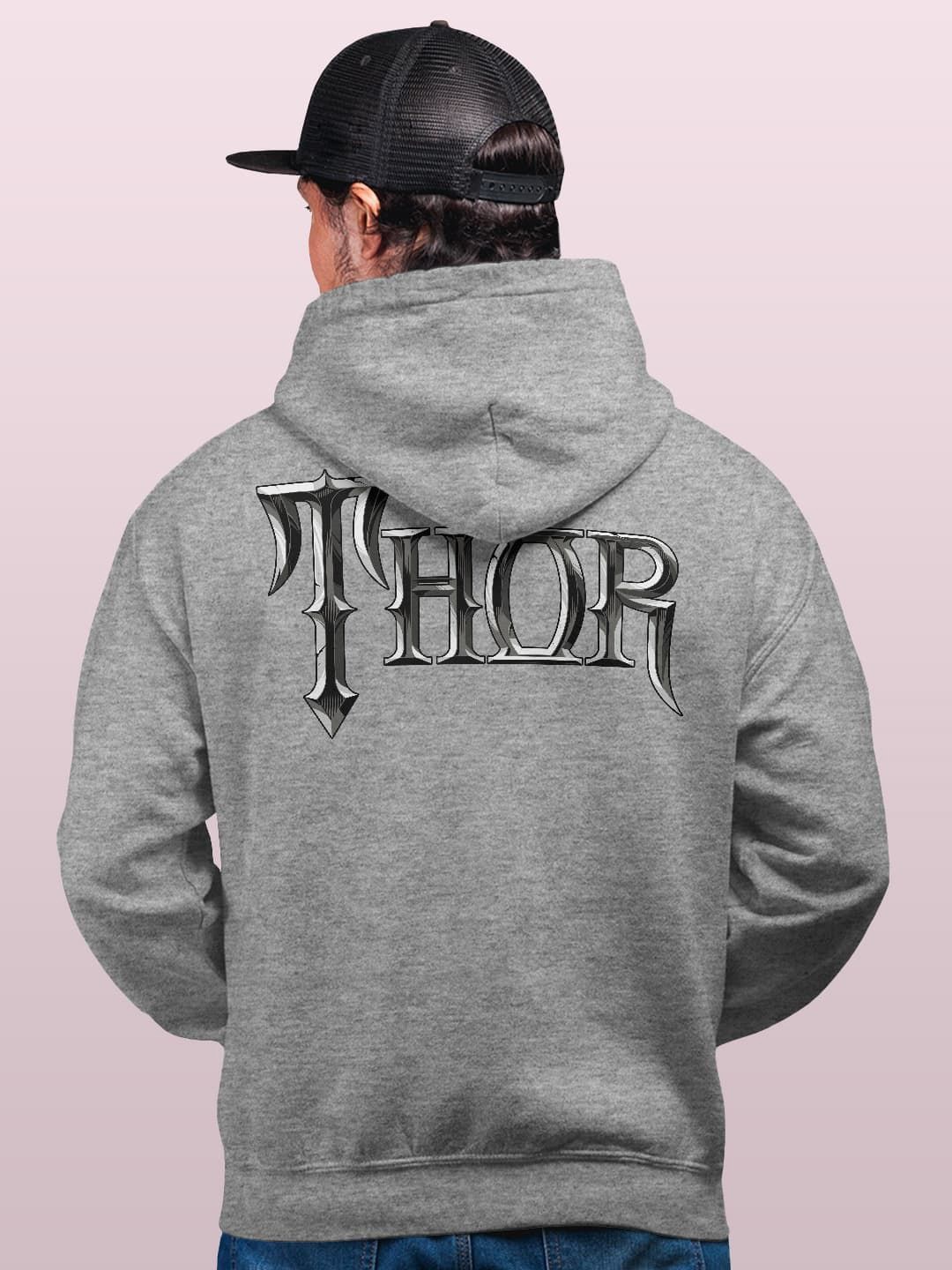 

macmerise Men Printed Hooded Sweatshirt, Grey