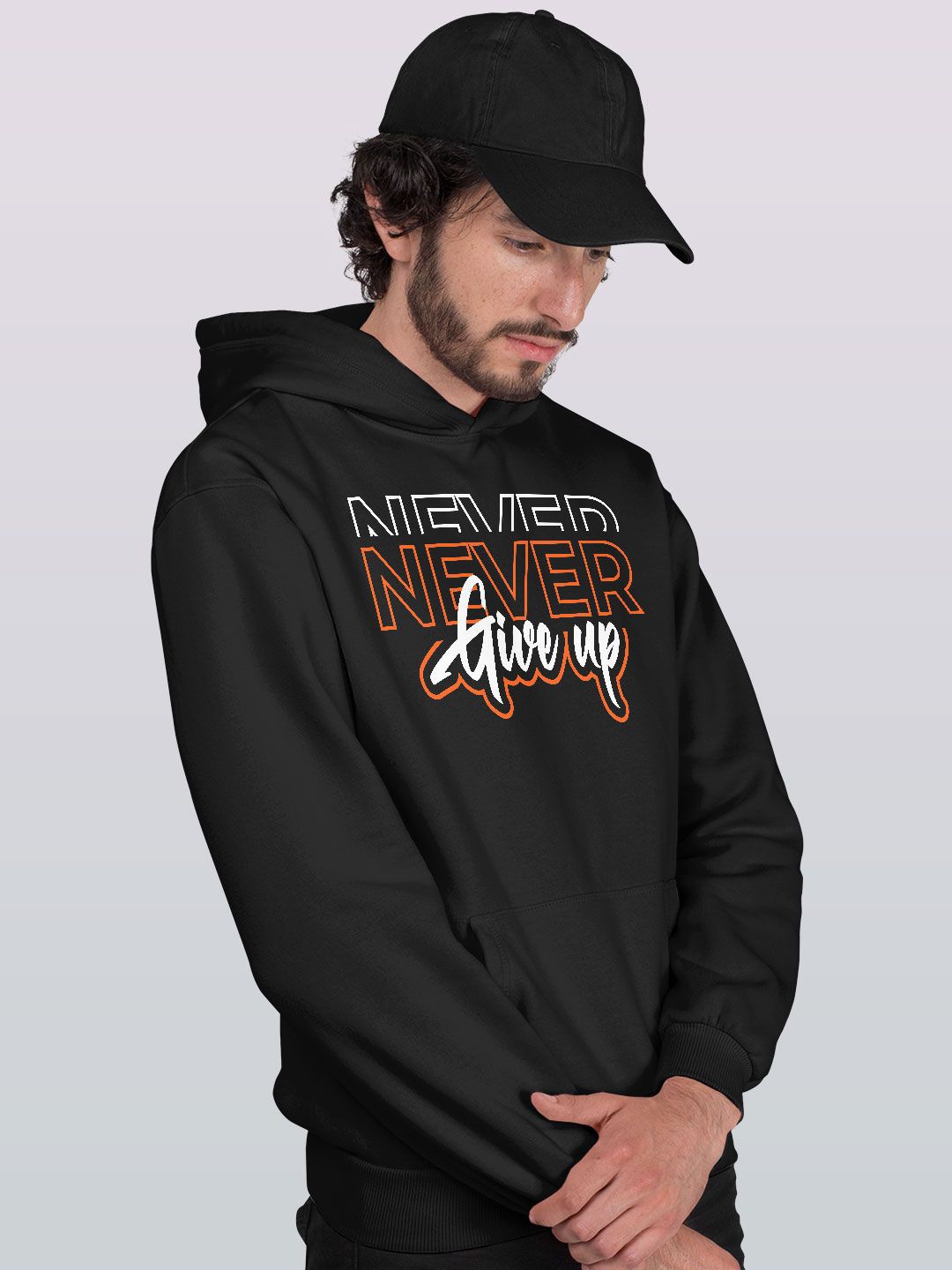 

macmerise Men Printed Hooded Sweatshirt, Black