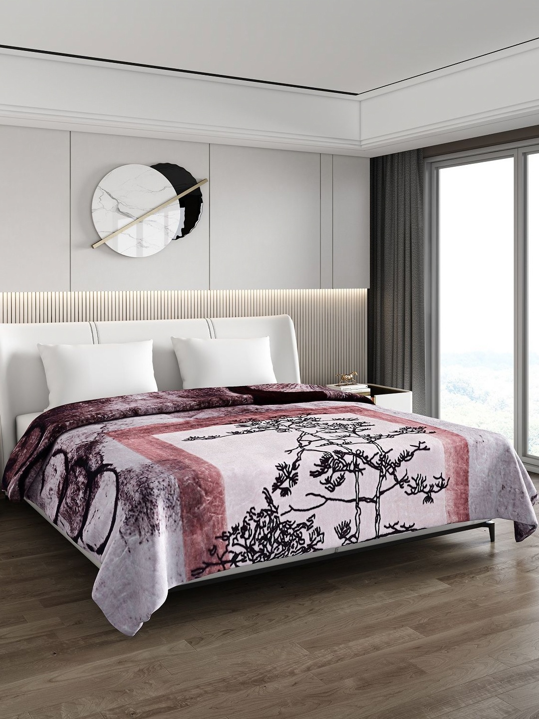

Monte Carlo Grey & Brown Heavy Winter Printed 800 GSM Double Bed Blanket