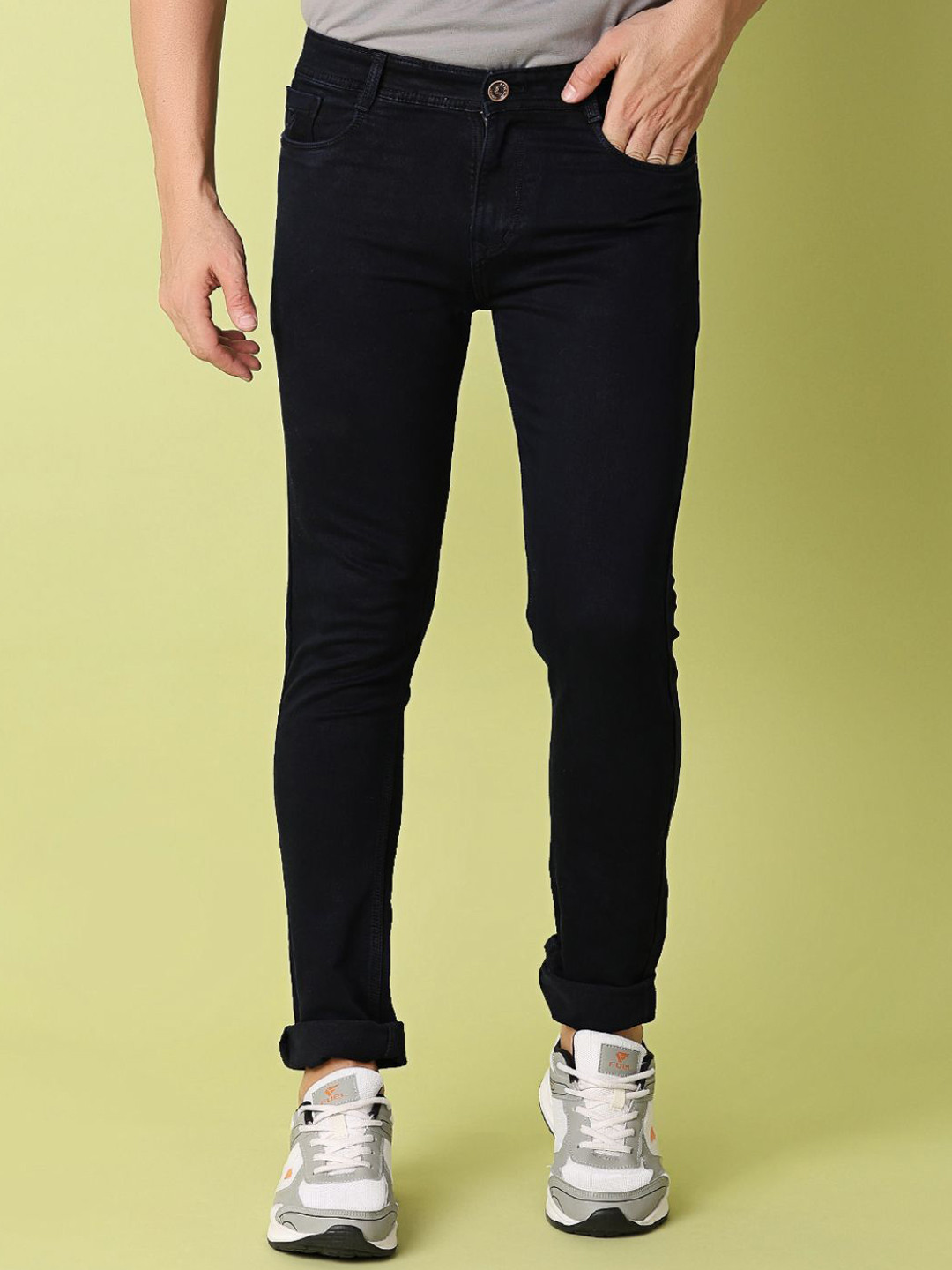 

V-Mart Men Slim Fit Mid-Rise Cotton Stretchable Jeans, Navy blue