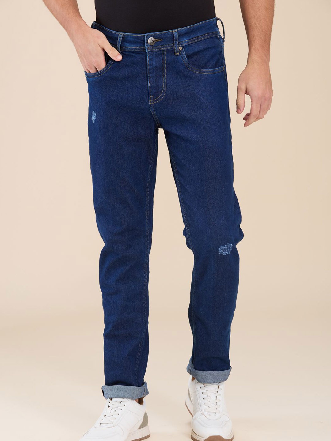 

Being Human Men Slim Fit Low Distress Jeans, Blue