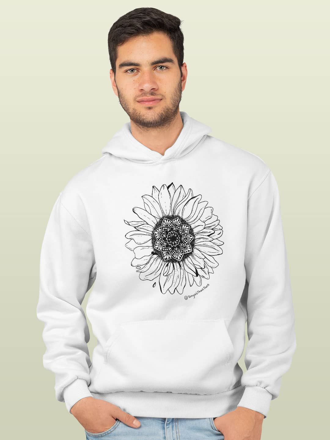 

macmerise Men Printed Hooded Sweatshirt, White