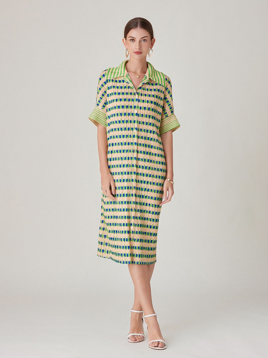 

JC Collection Women Printed A-Line Midi Dress, Yellow